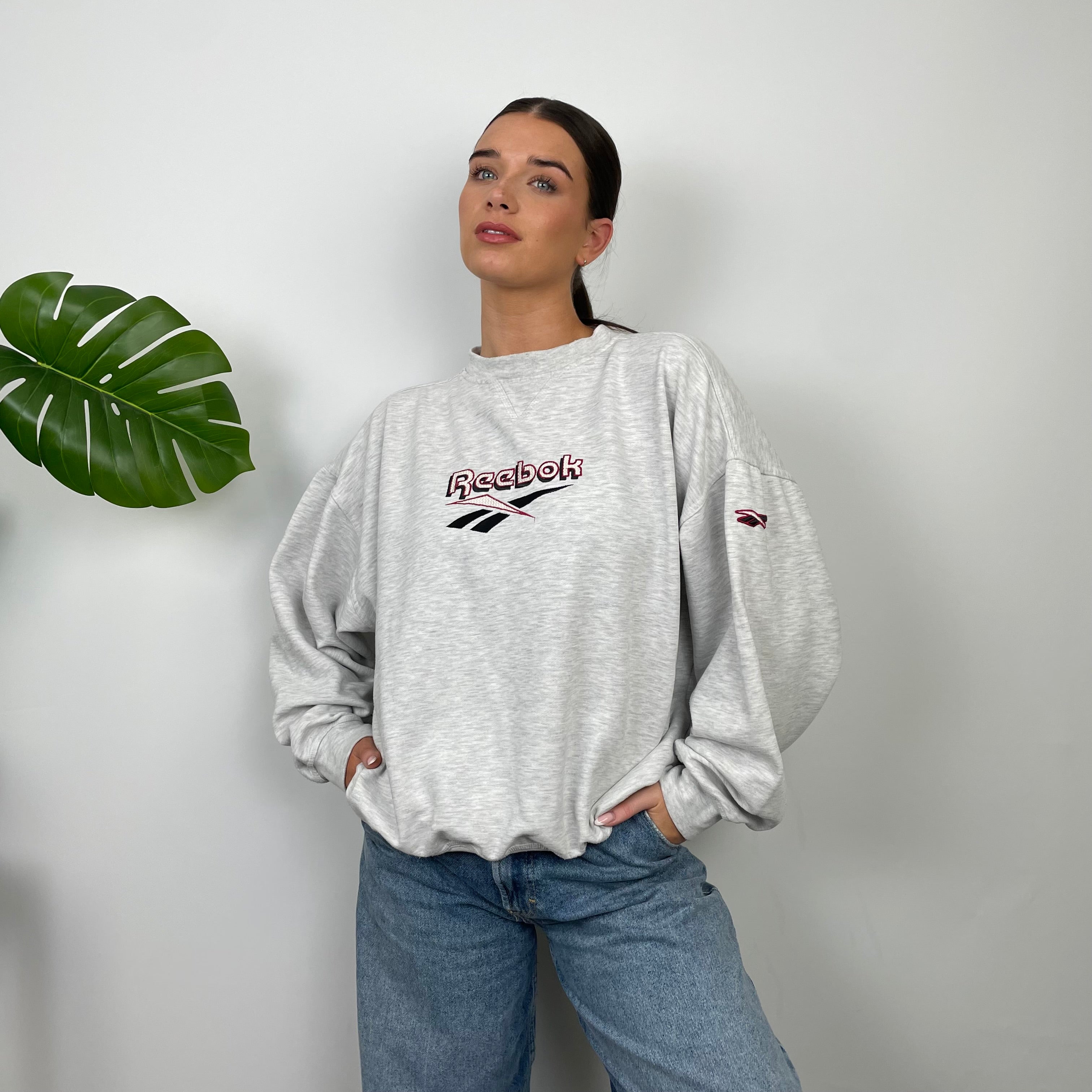 Reebok Grey Embroidered Spell Out Sweatshirt (L)