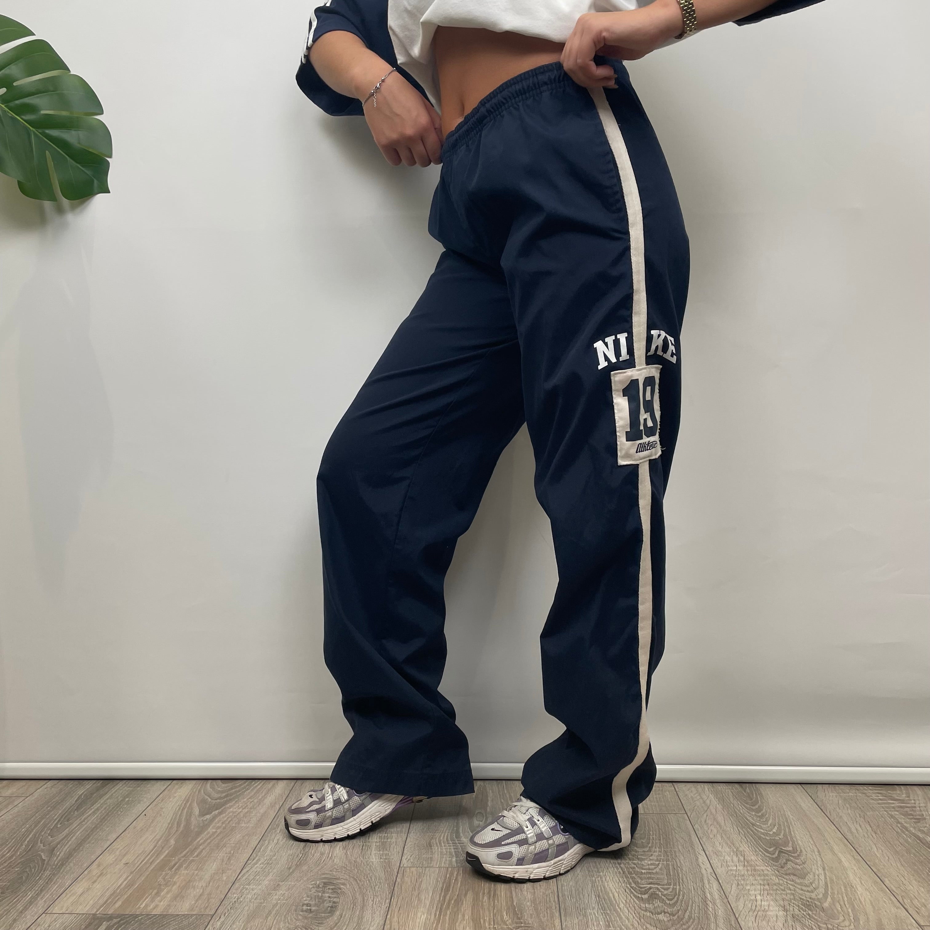 Nike Navy Embroidered Swoosh Track Pants (S)