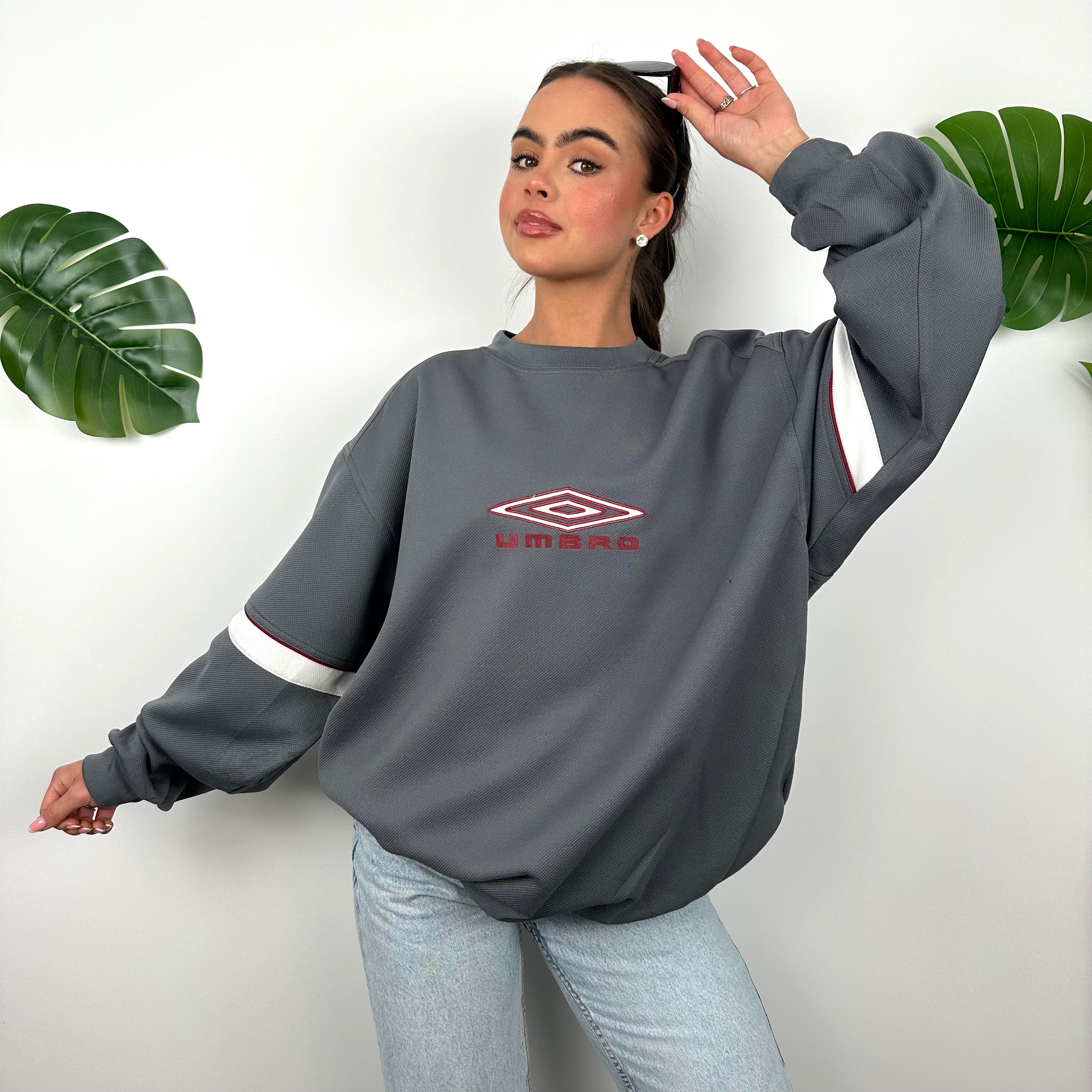 Umbro Grey Embroidered Spell Out Sweatshirt (XXL)