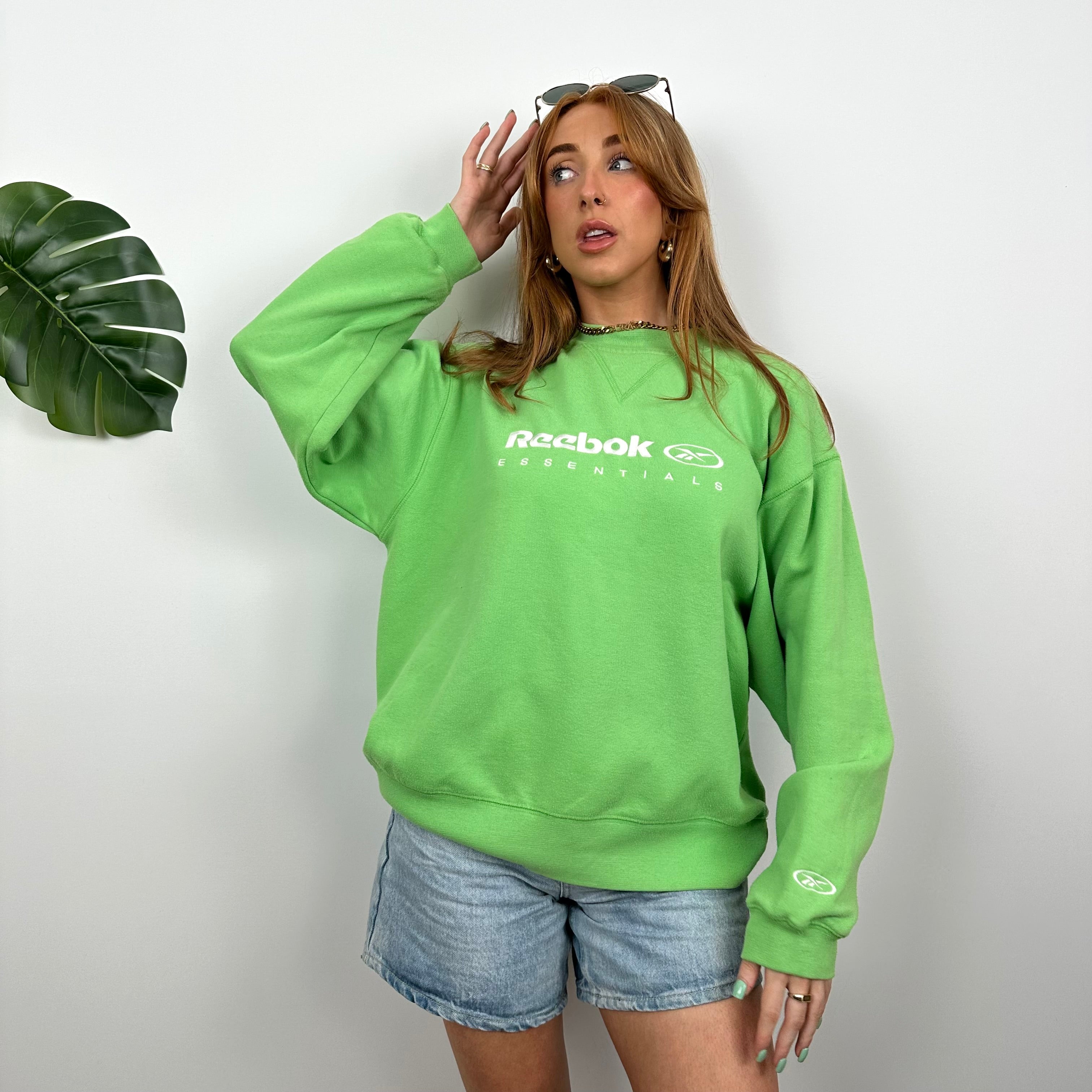 Reebok Membership RARE Green Embroidered Spell Out Sweatshirt (M)