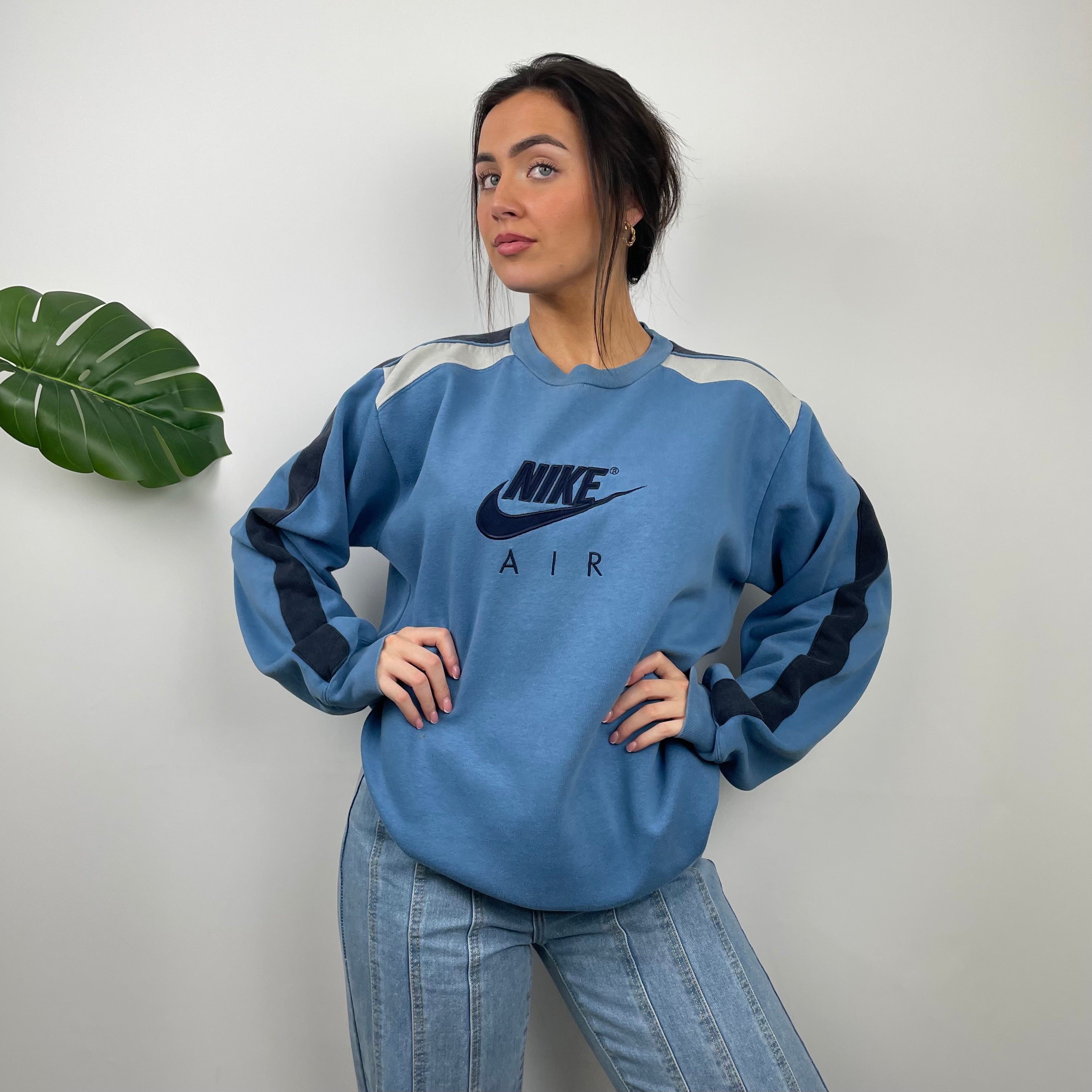 Nike Baby Blue Embroidered Spell Out Sweatshirt (L)