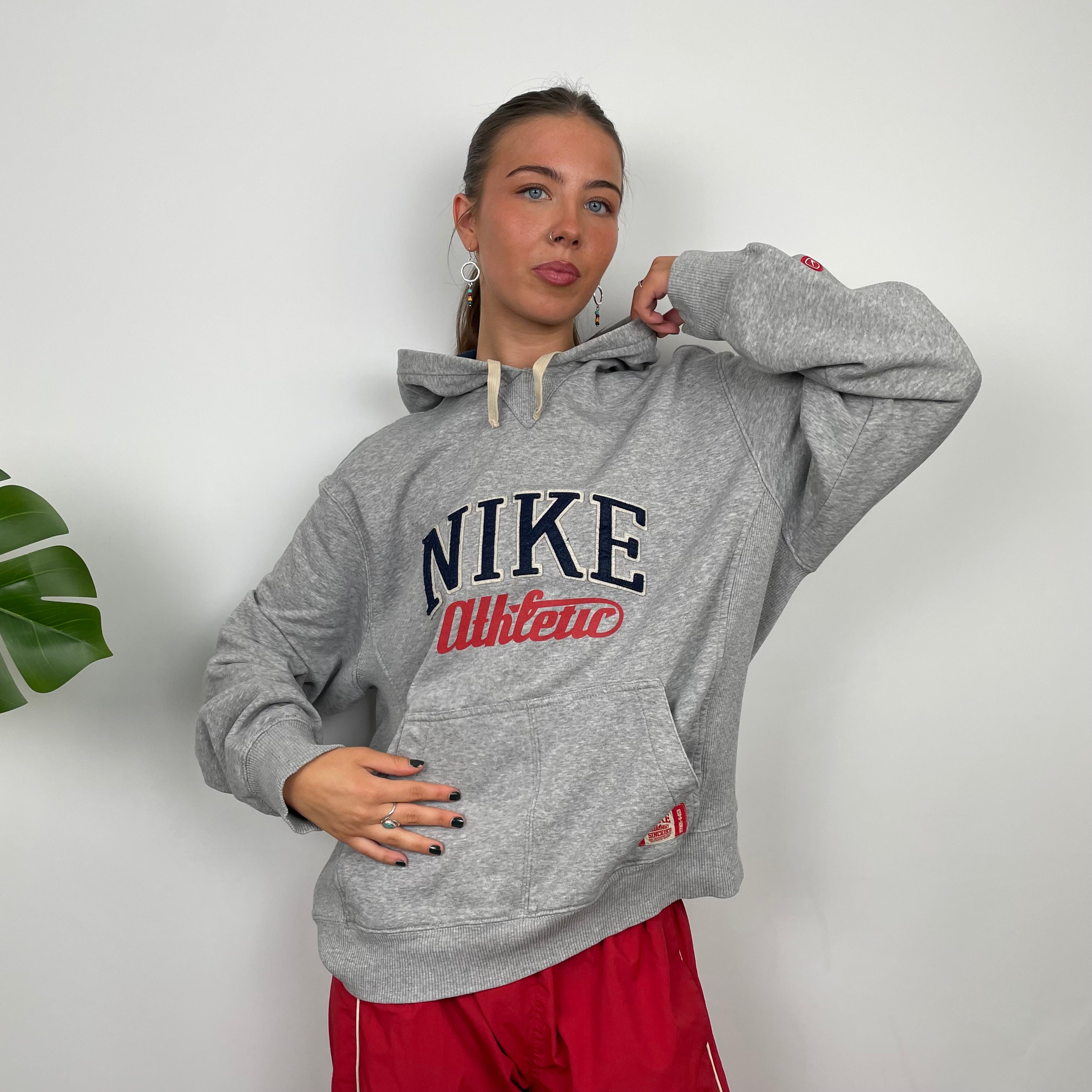 Nike Grey Embroidered Spell Out Hoodie (L)