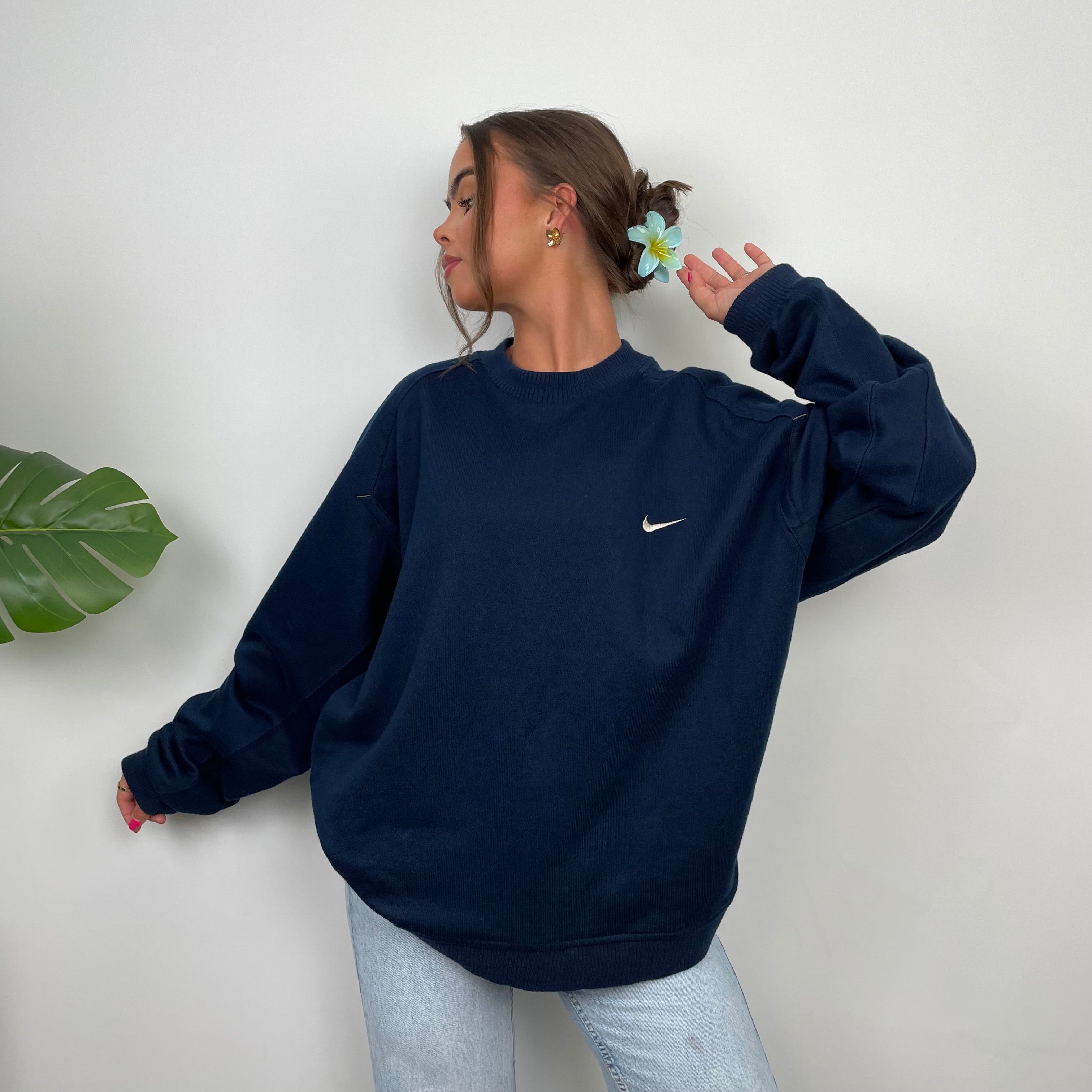 Nike Navy Embroidered Swoosh Sweatshirt (L)