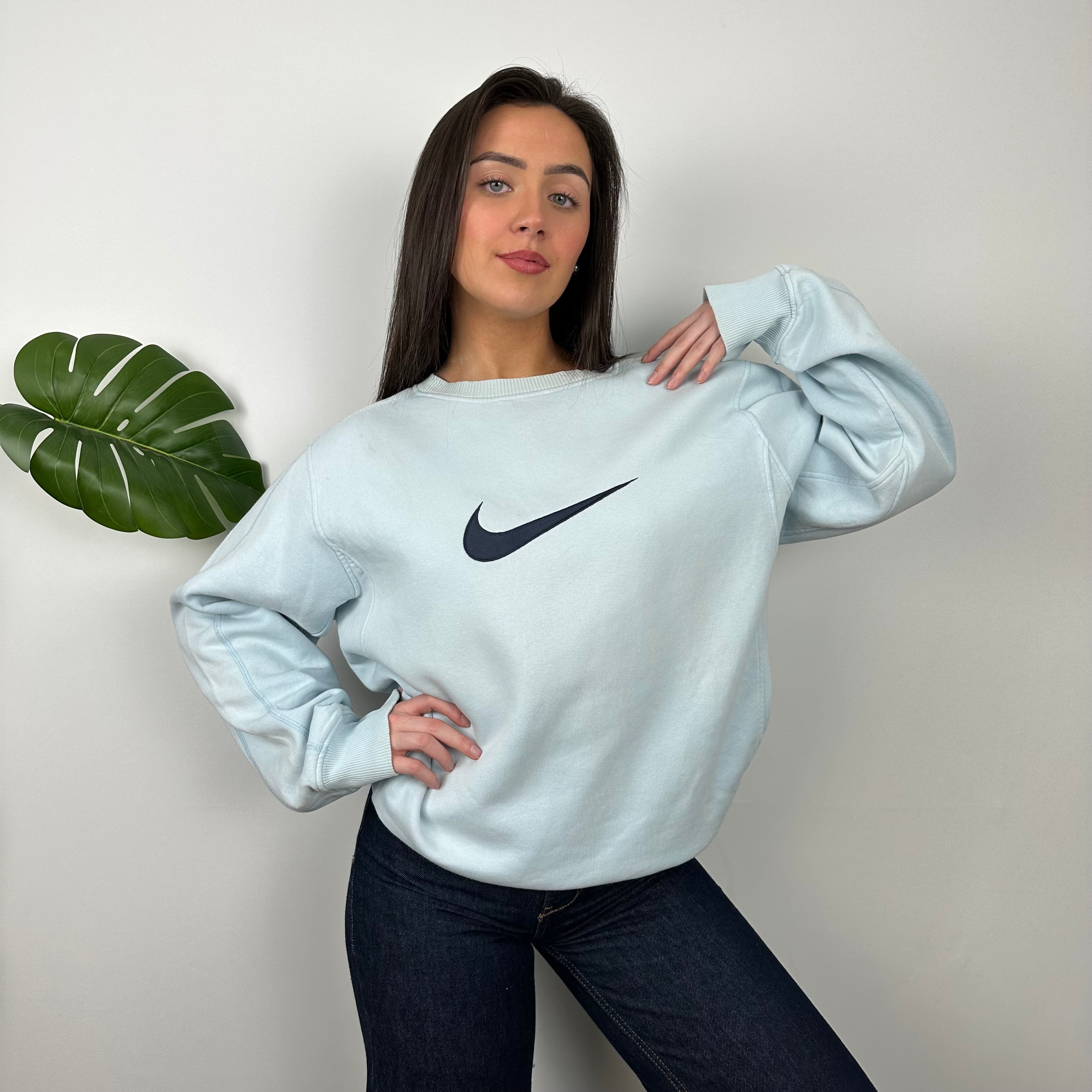 Nike Baby Blue Embroidered Swoosh Sweatshirt (L)