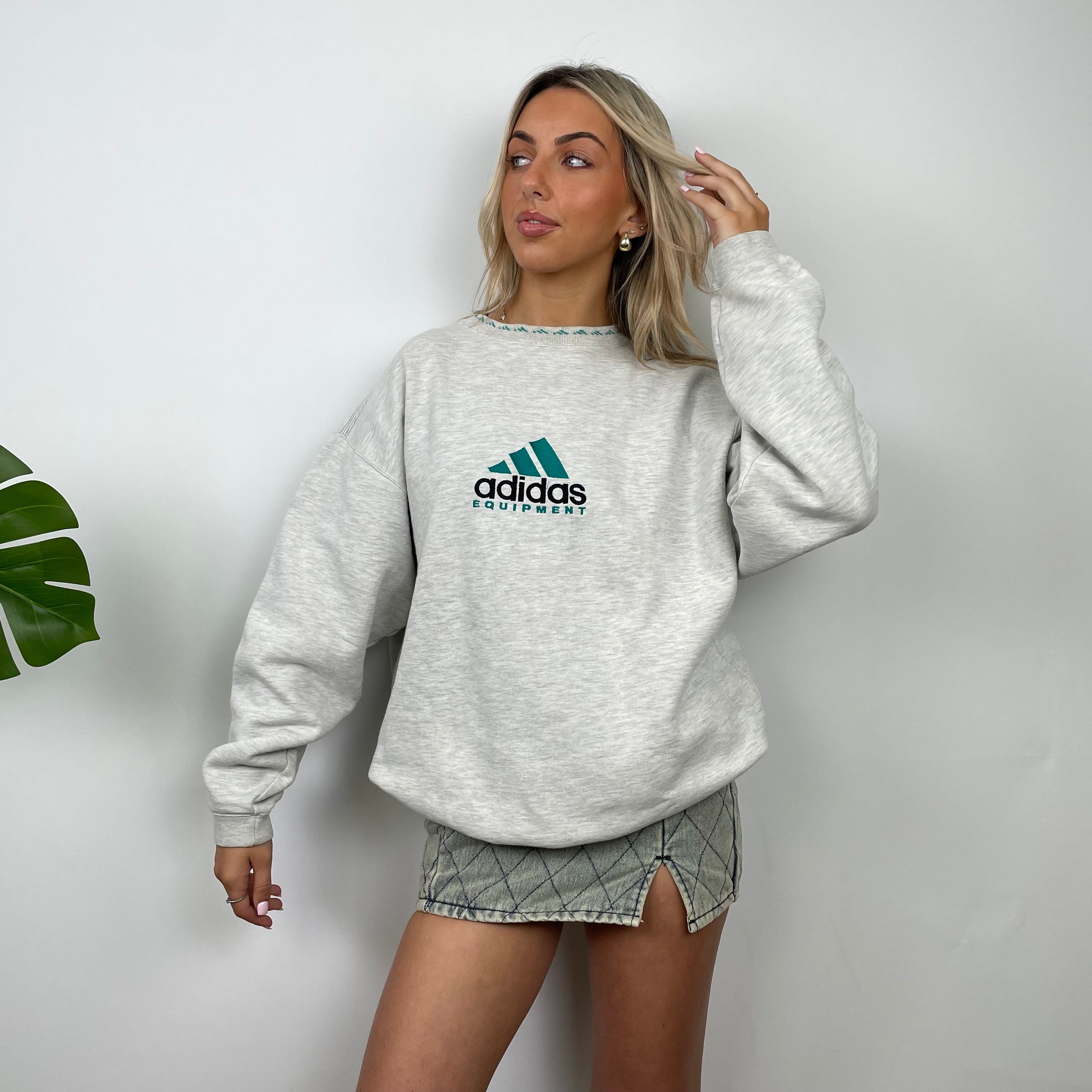 Adidas Equipment Grey Embroidered Spell Out Sweatshirt (M)