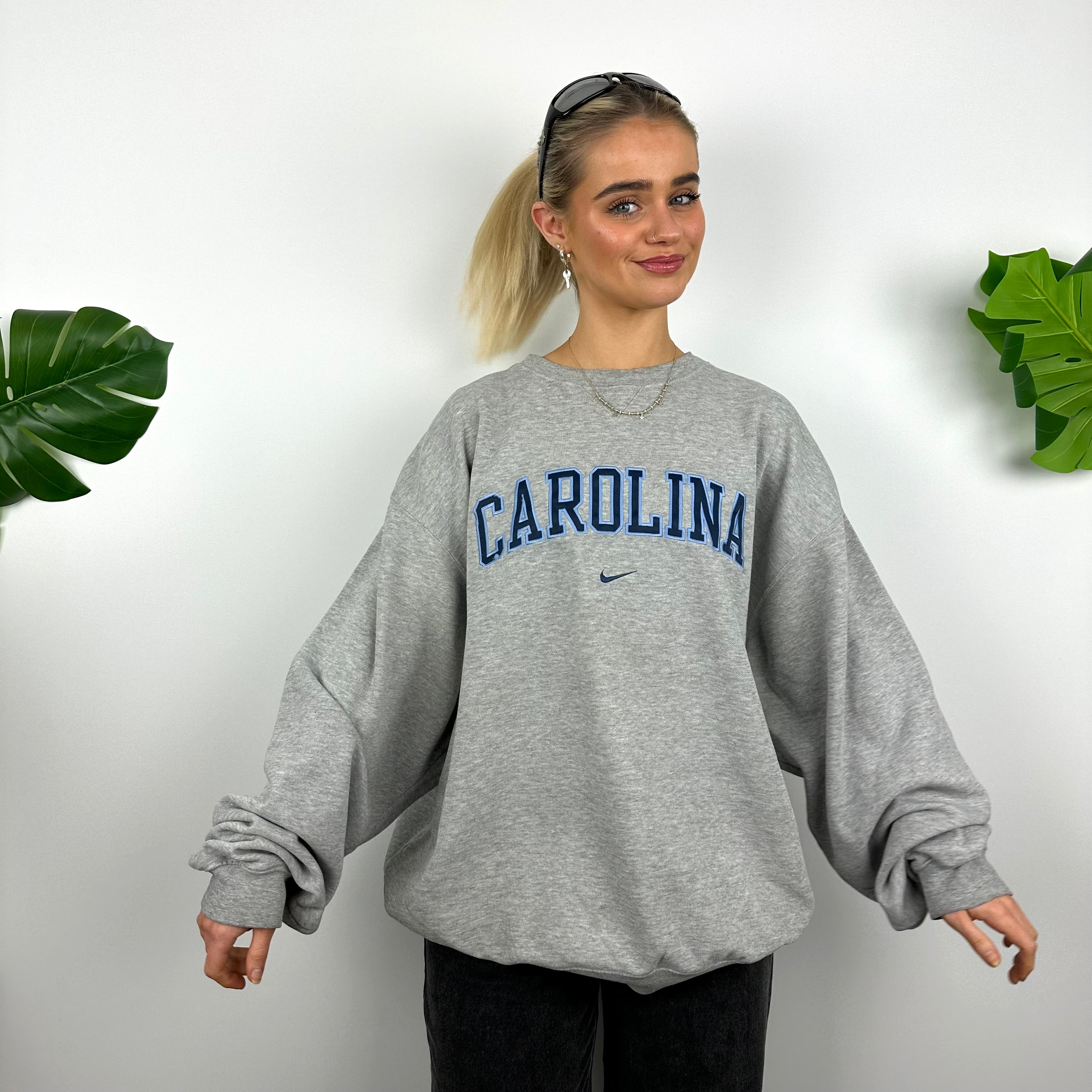 Nike x Carolina RARE Grey Embroidered Spell Out Sweatshirt (XL)