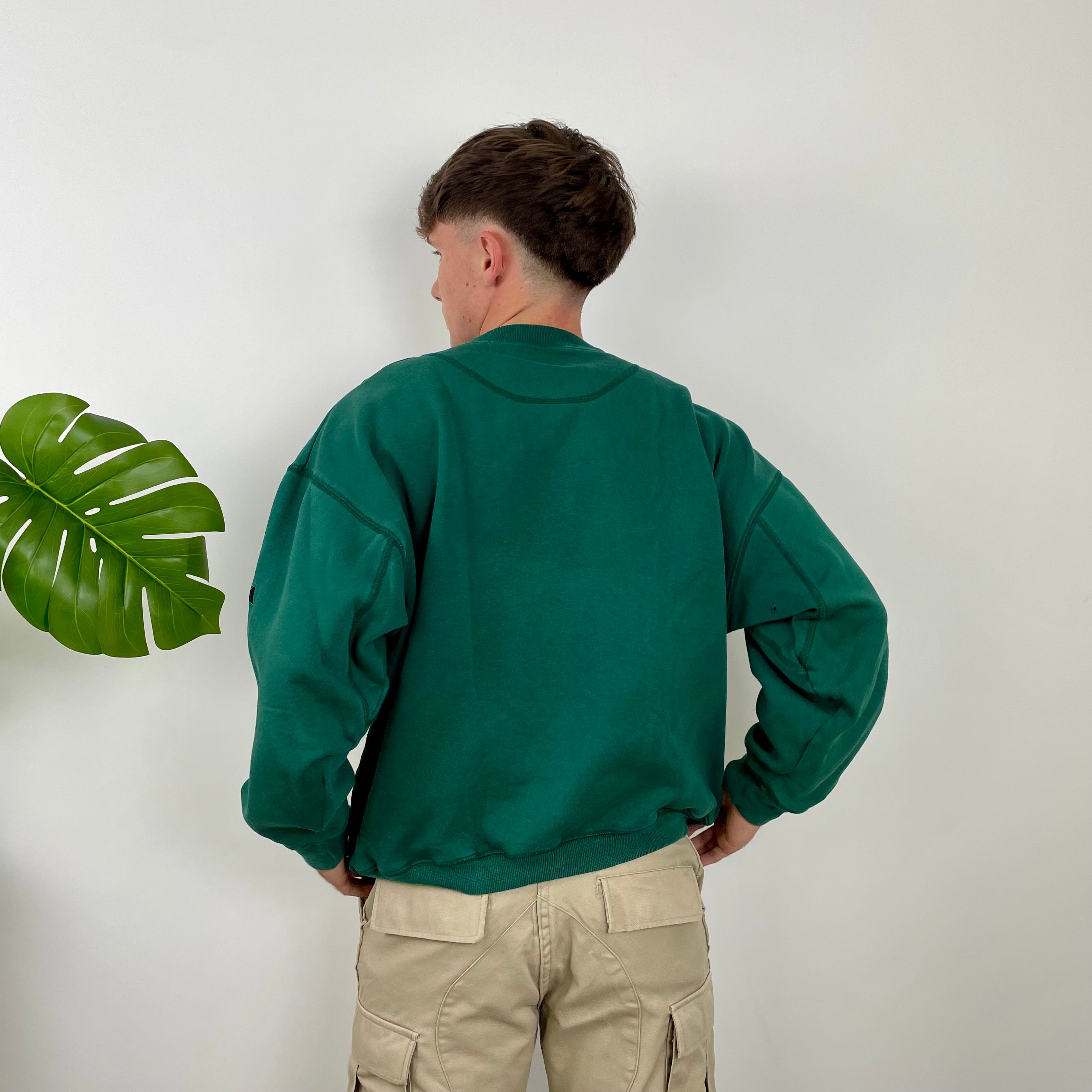 Adidas RARE Green Embroidered Spell Out Sweatshirt (S)