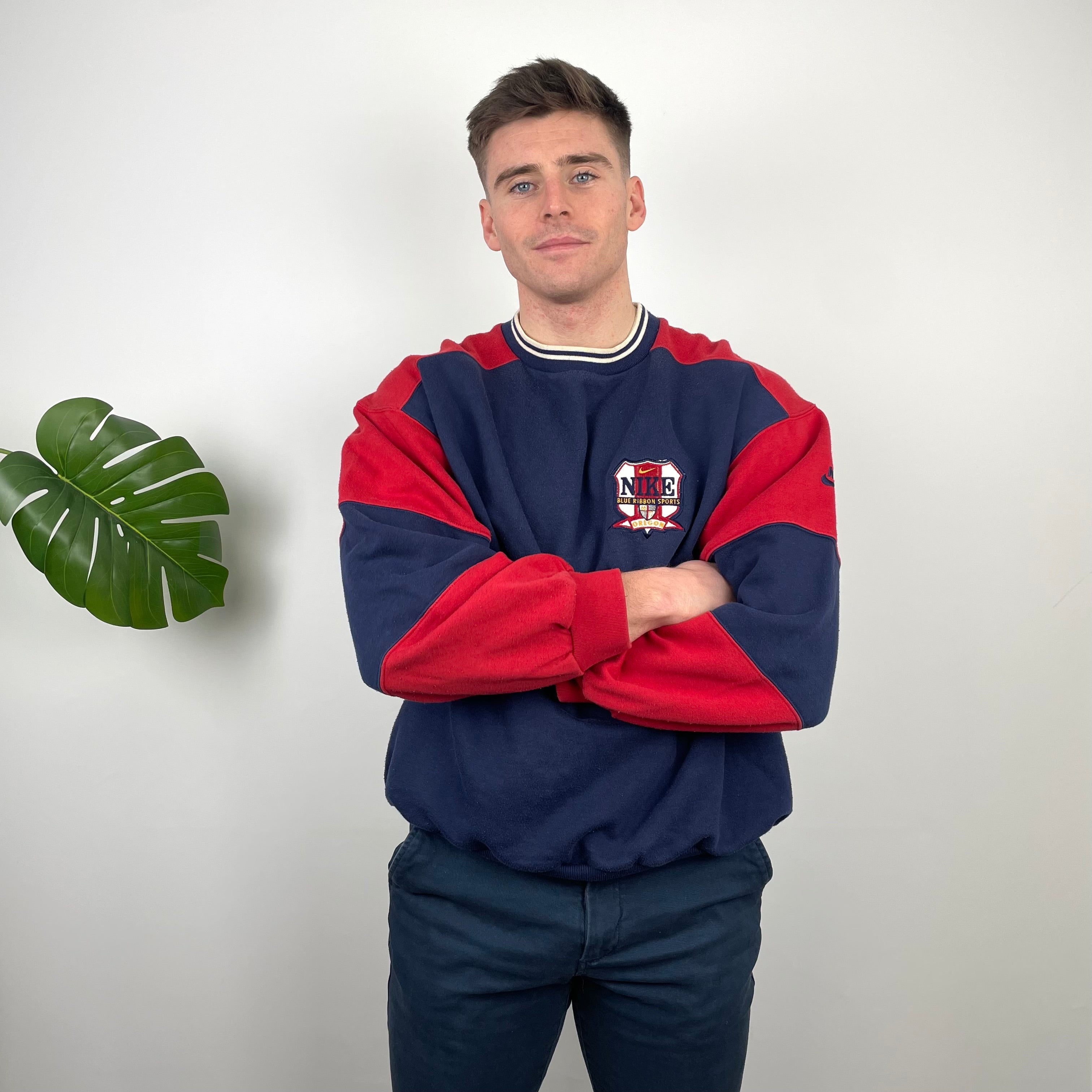Nike Navy Embroidered Swoosh Sweatshirt (L)