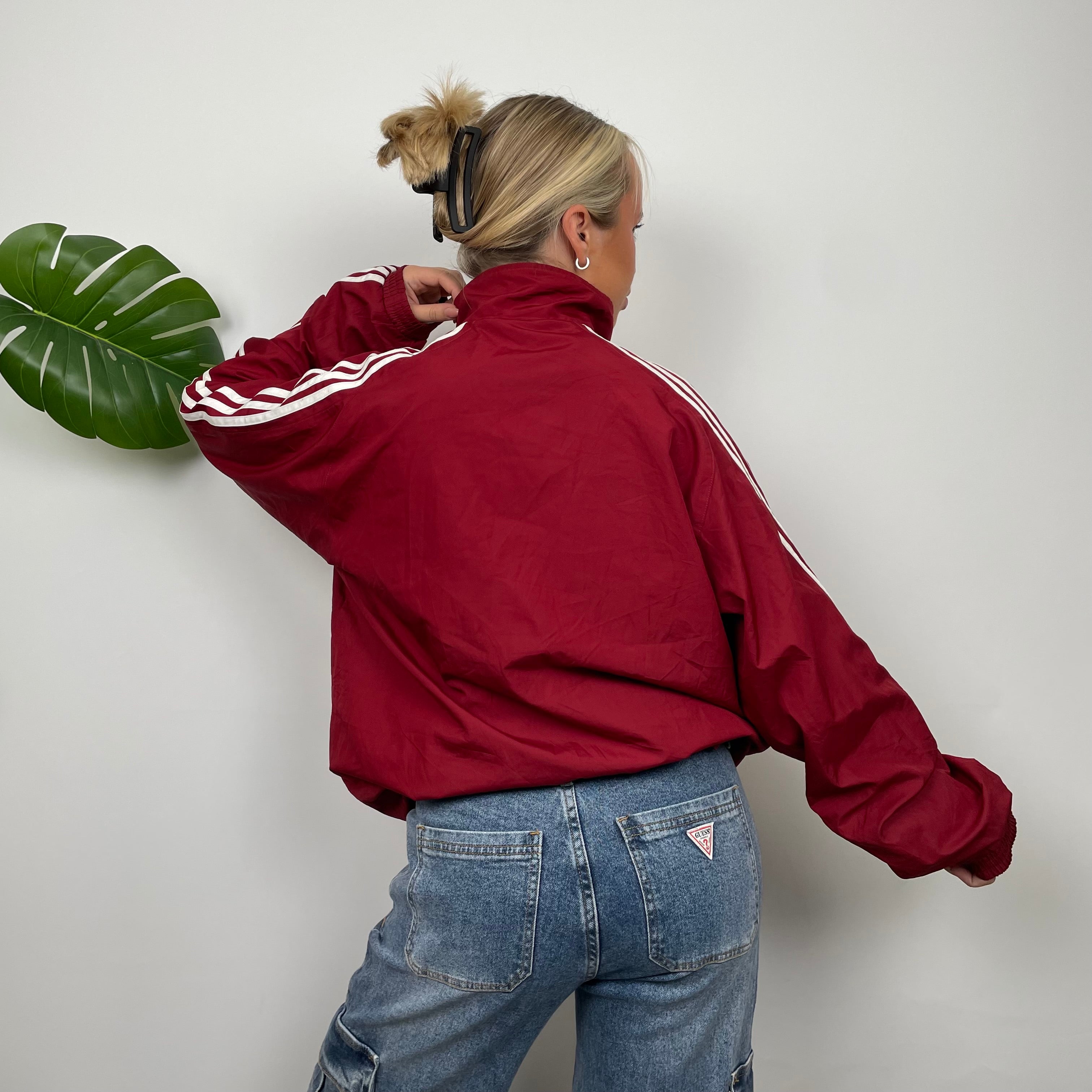 Adidas Colour Block Embroidered Spell Out Windbreaker Jacket (L)