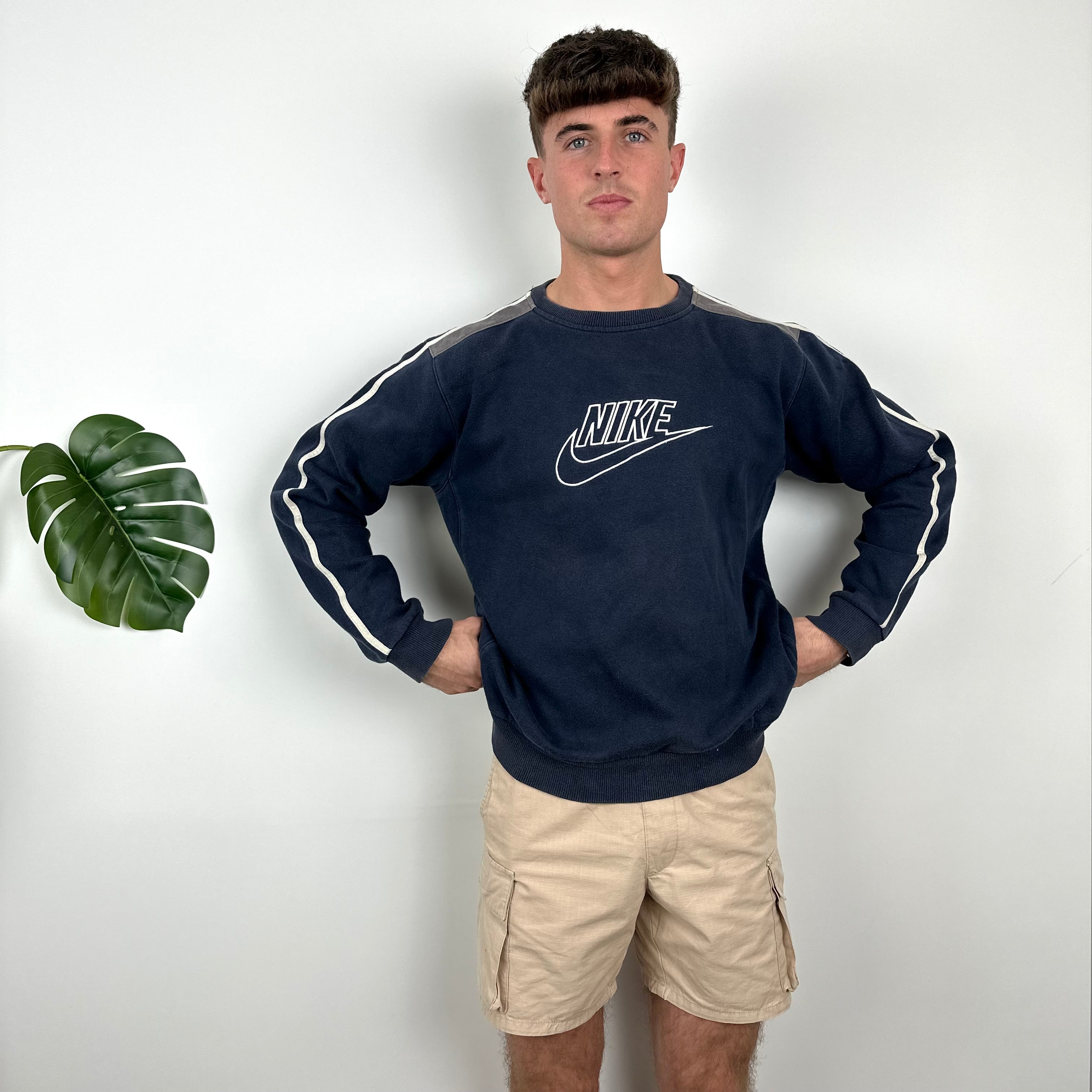 Nike Navy Embroidered Spell Out Sweatshirt (L)