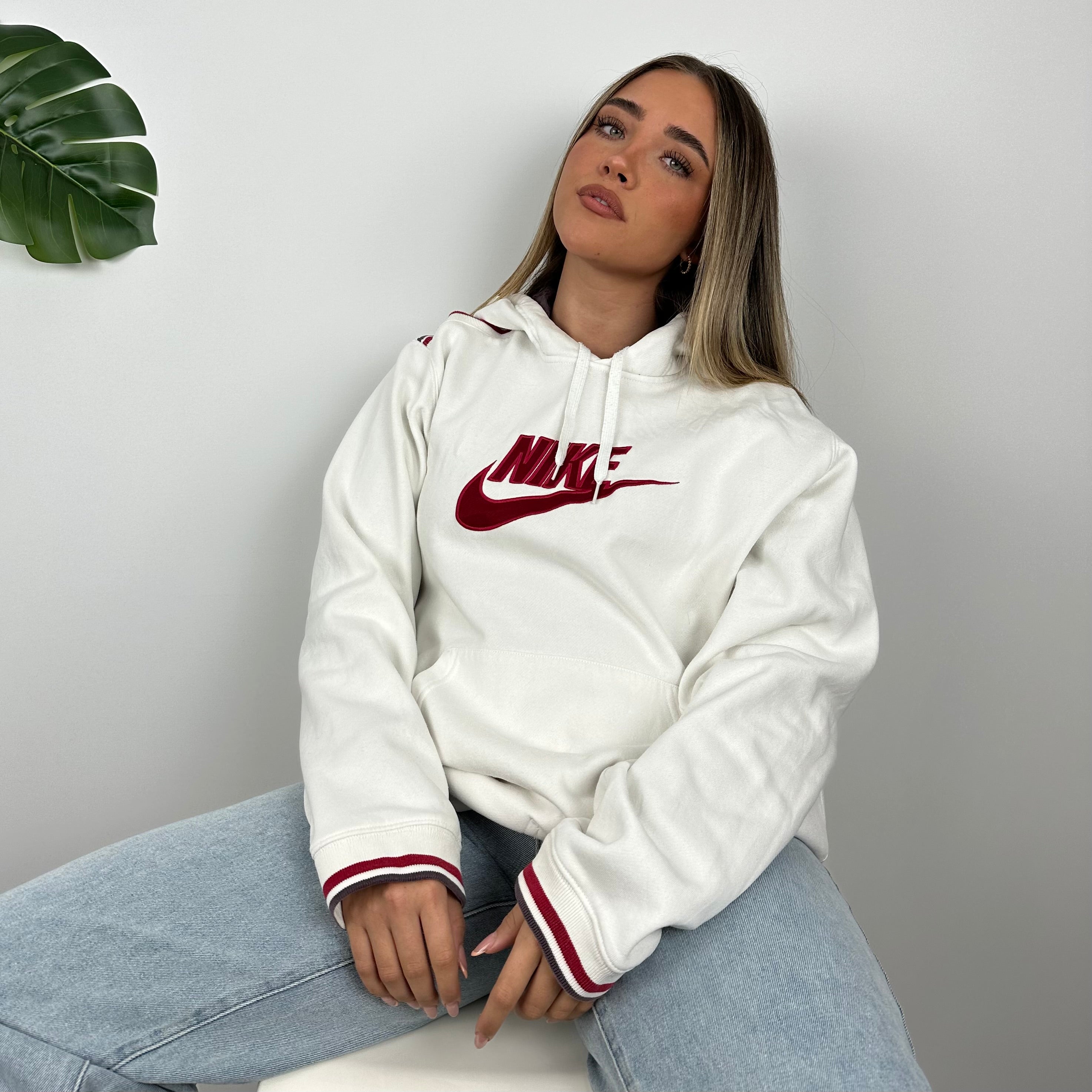 Nike White Embroidered Spell Out Hoodie (M)