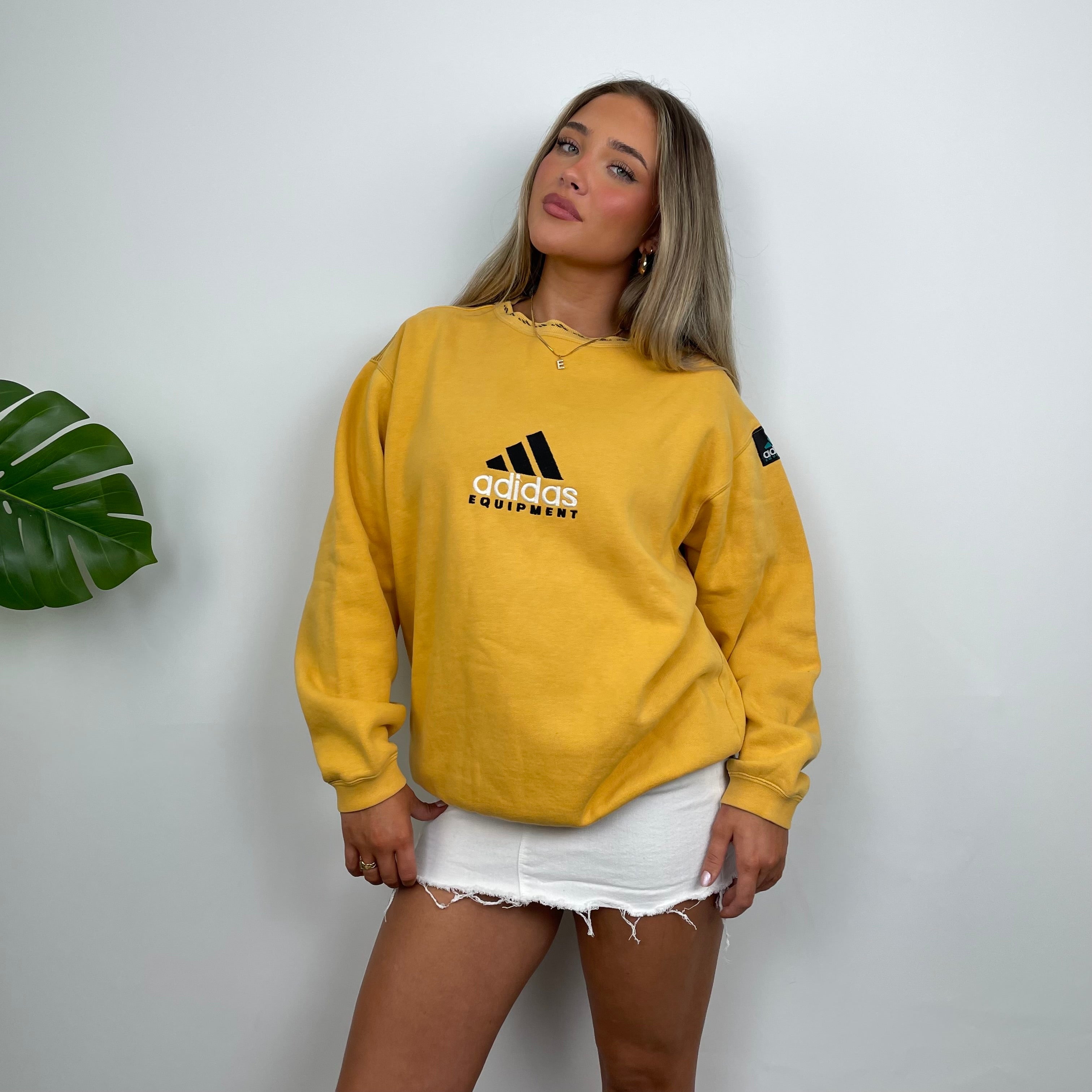 Adidas Equipment Yellow Embroidered Spell Out Sweatshirt (M)