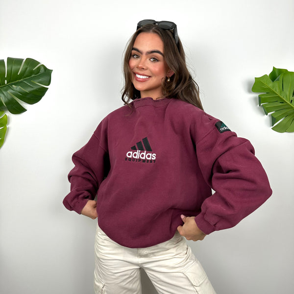 Adidas Equipment Maroon Embroidered Spell Out Sweatshirt (M)