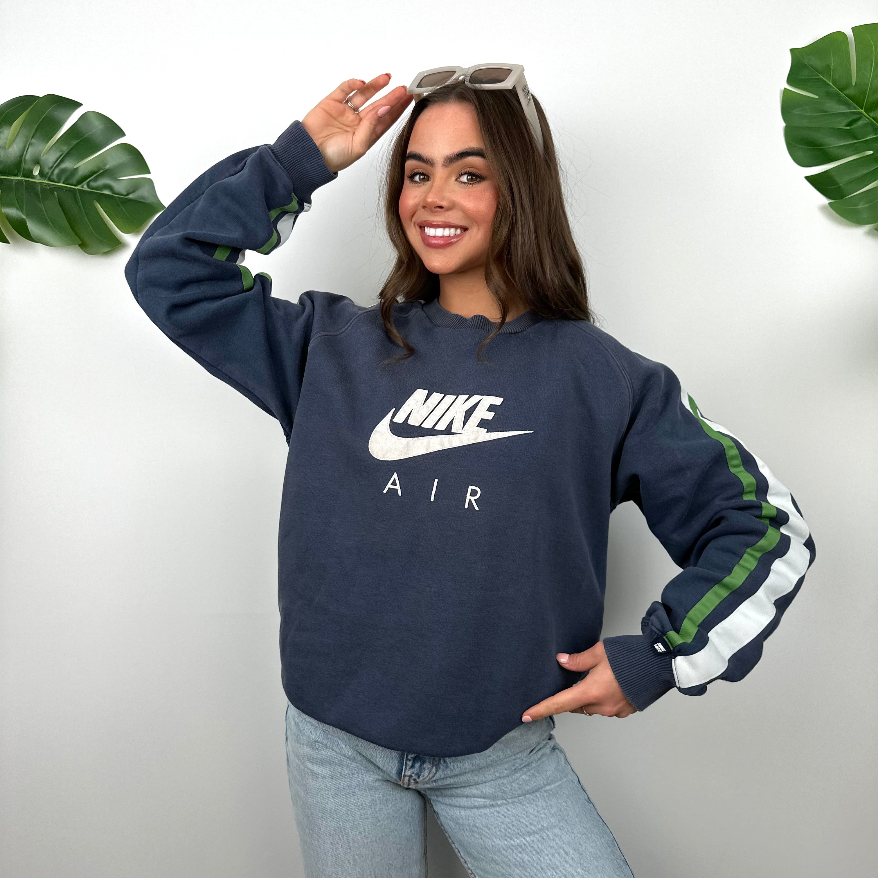 Nike Air Navy Embroidered Spell Out Sweatshirt (M)