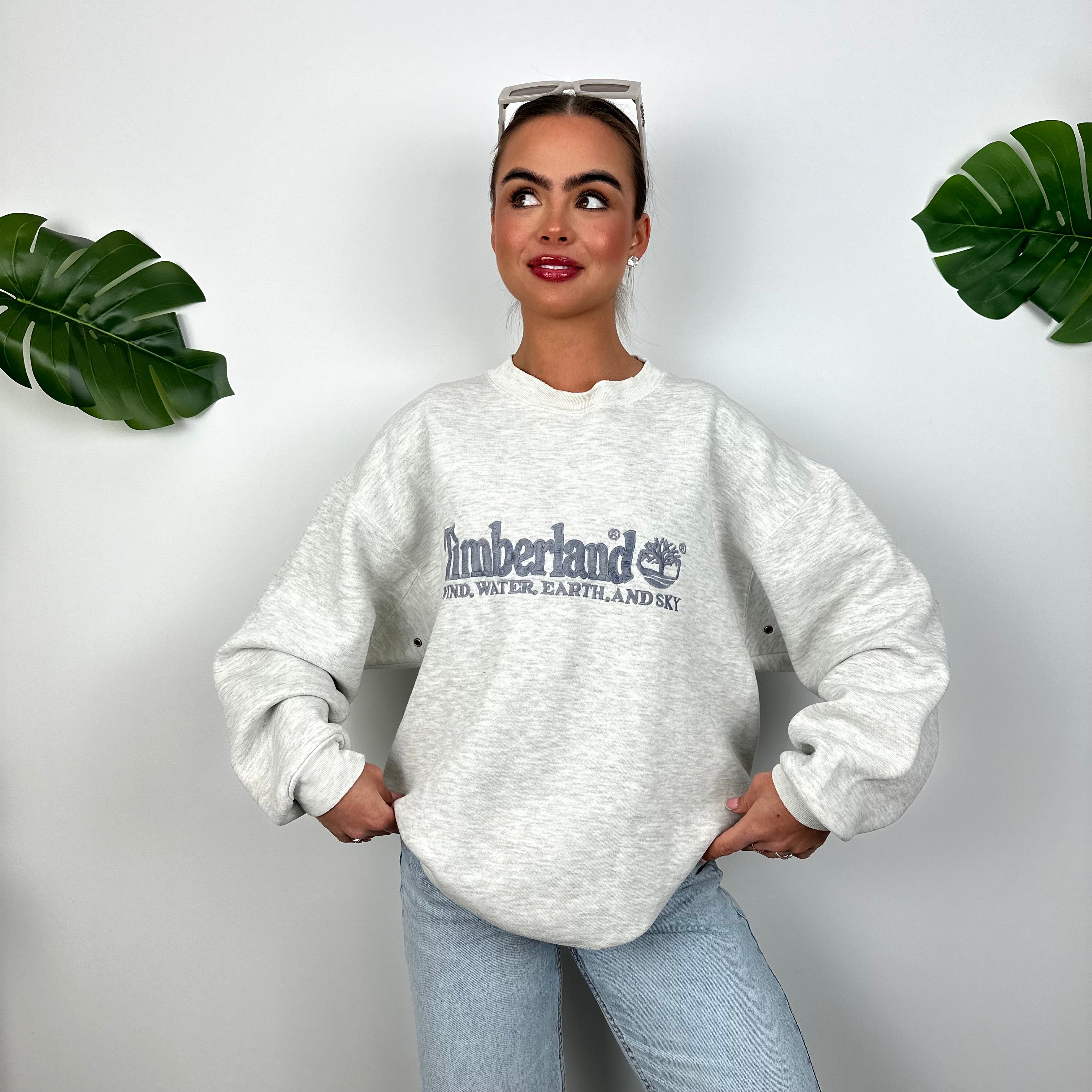 Timberland Grey Embroidered Spell Out Sweatshirt (M)