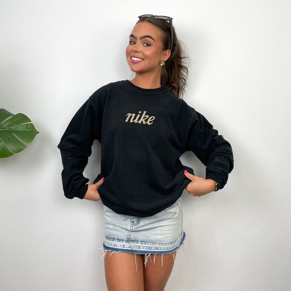 Nike RARE Black Embroidered Spell Out Sweatshirt (L)