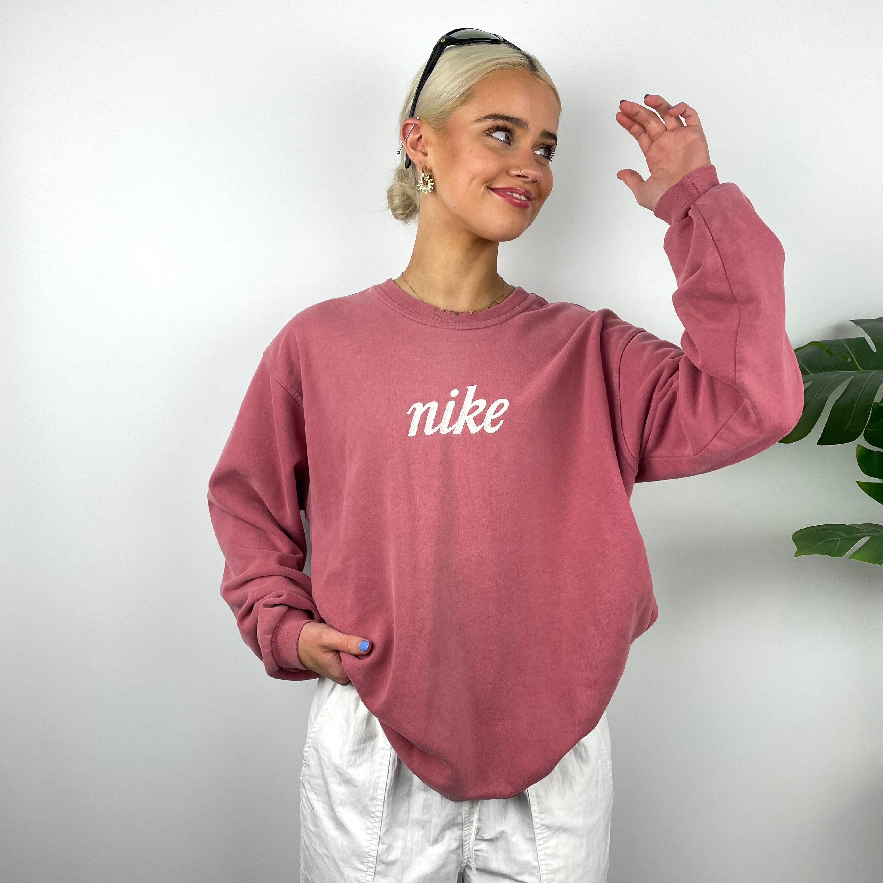 Nike Dusty Pink Embroidered Spell Out Sweatshirt (XS)