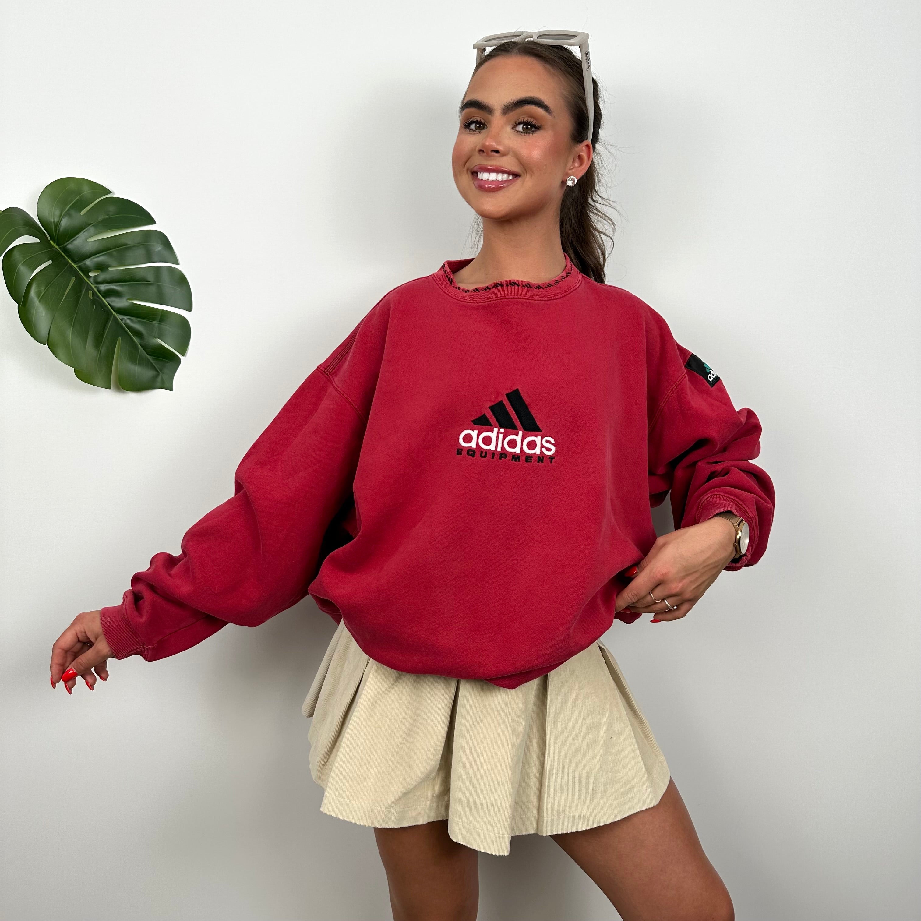 Adidas Equipment RARE Red Embroidered Spell Out Sweatshirt (L)