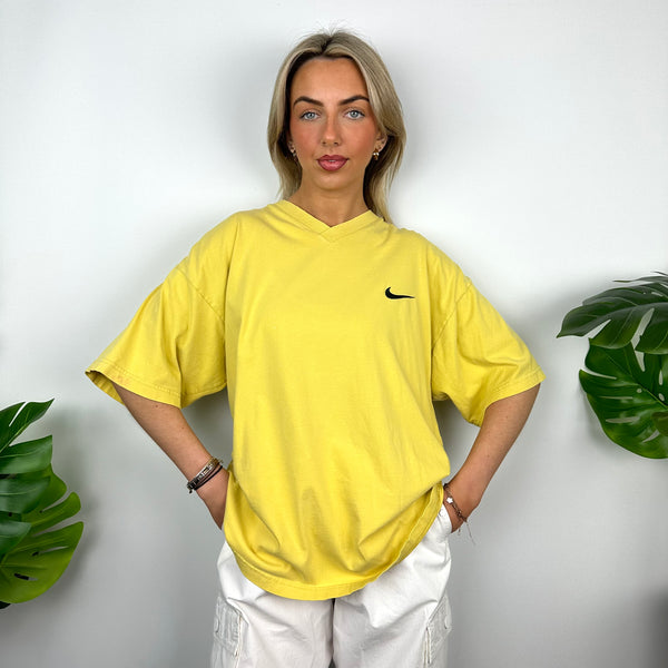 Nike Yellow Embroidered Swoosh T Shirt (XL)