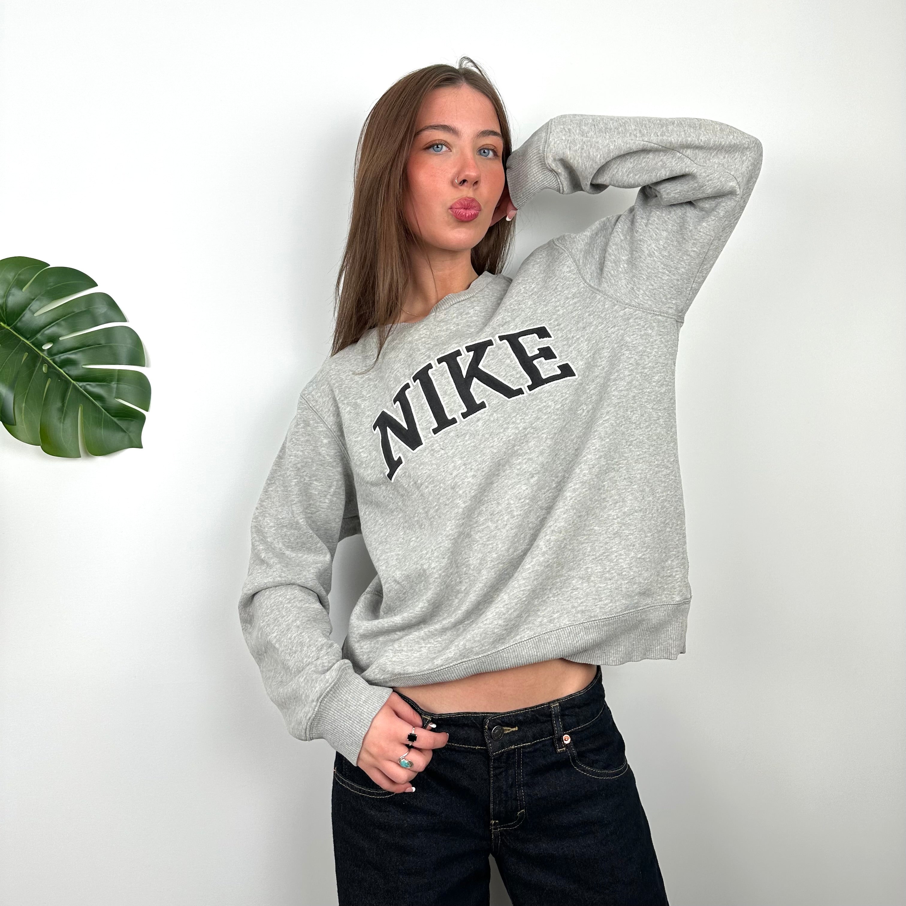 Nike Grey Embroidered Spell Out Sweatshirt (M)