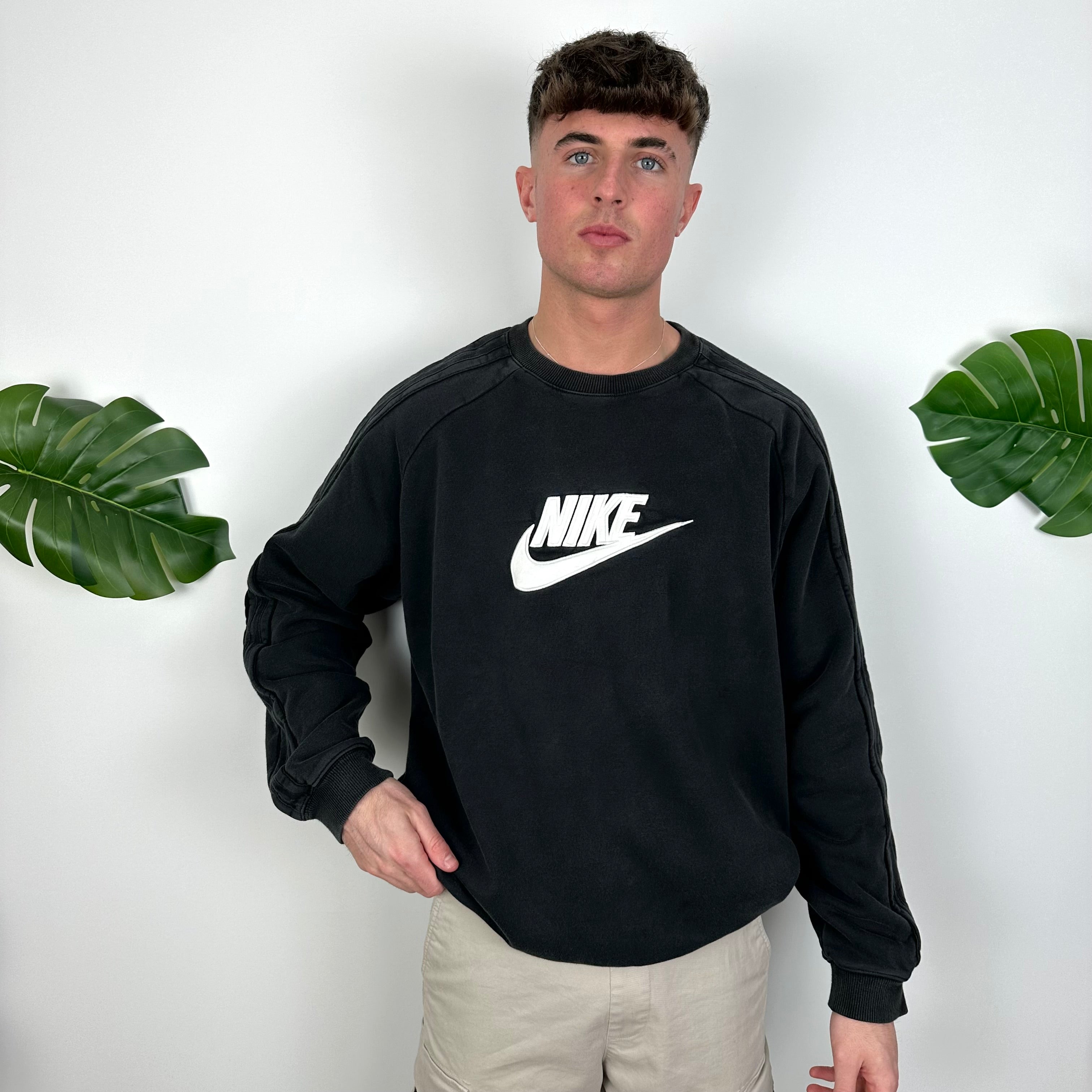 Nike Black Embroidered Spell Out Sweatshirt (XL)