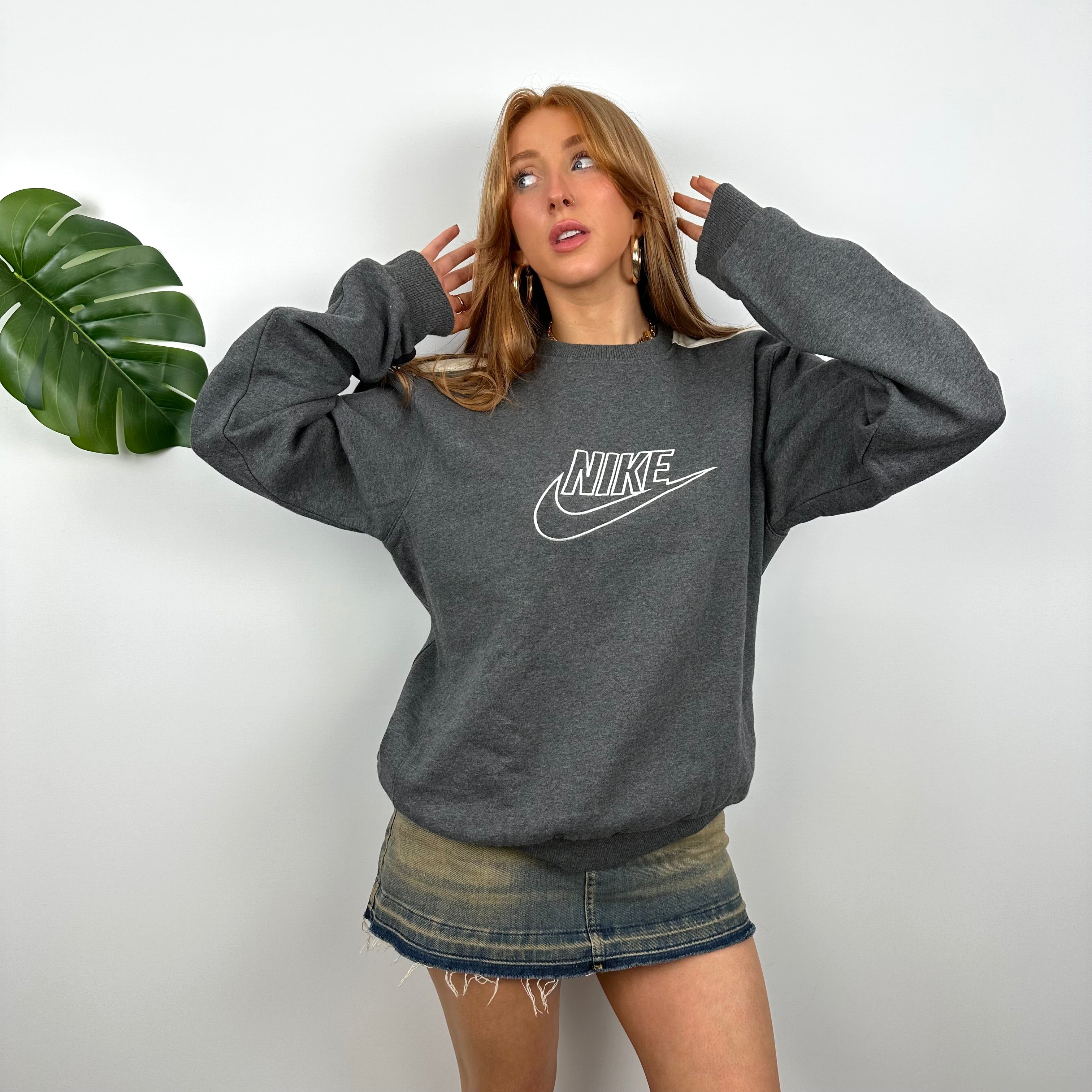 Nike Grey Embroidered Spell Out Sweatshirt (M)