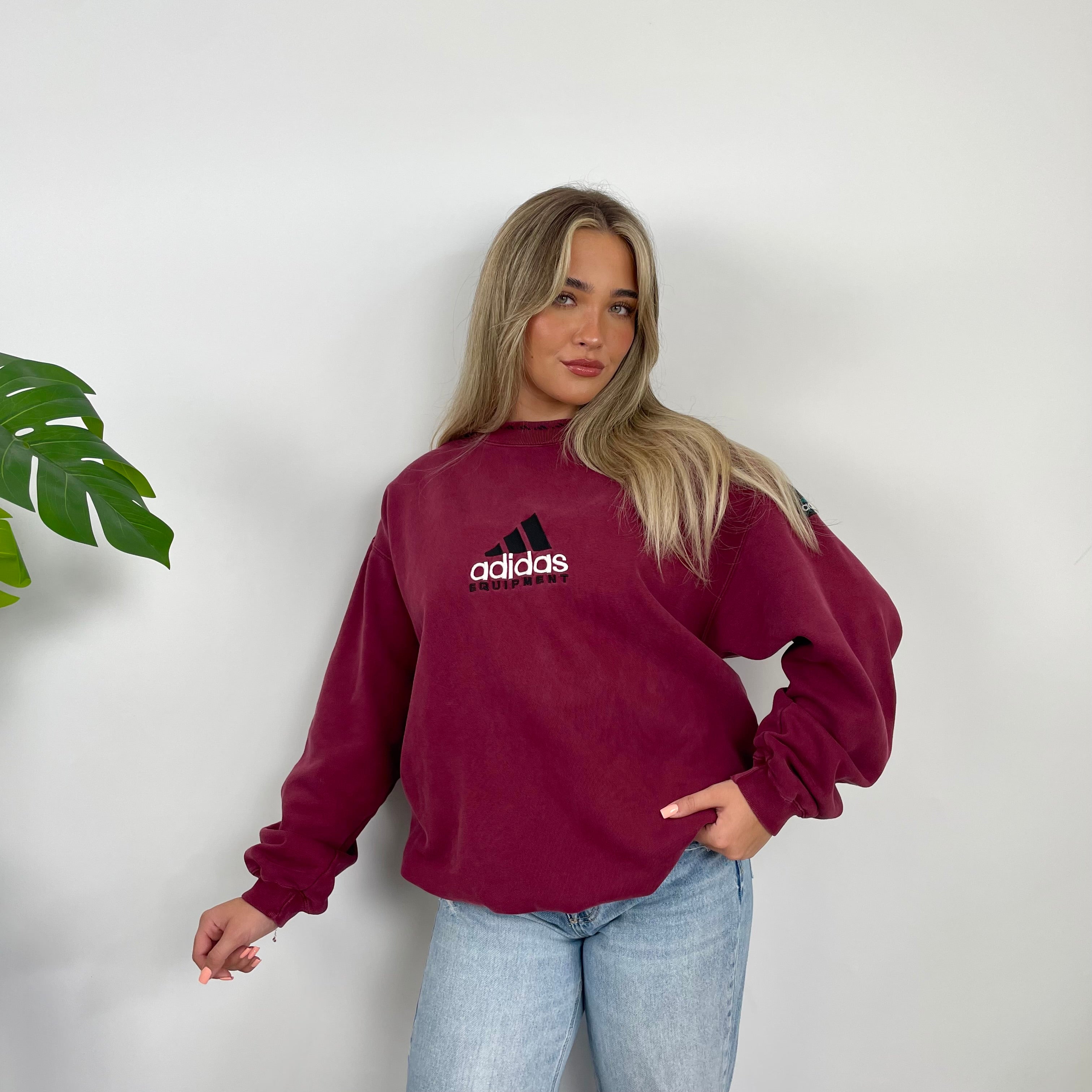 Adidas Equipment RARE Red Embroidered Spell Out Sweatshirt (L)