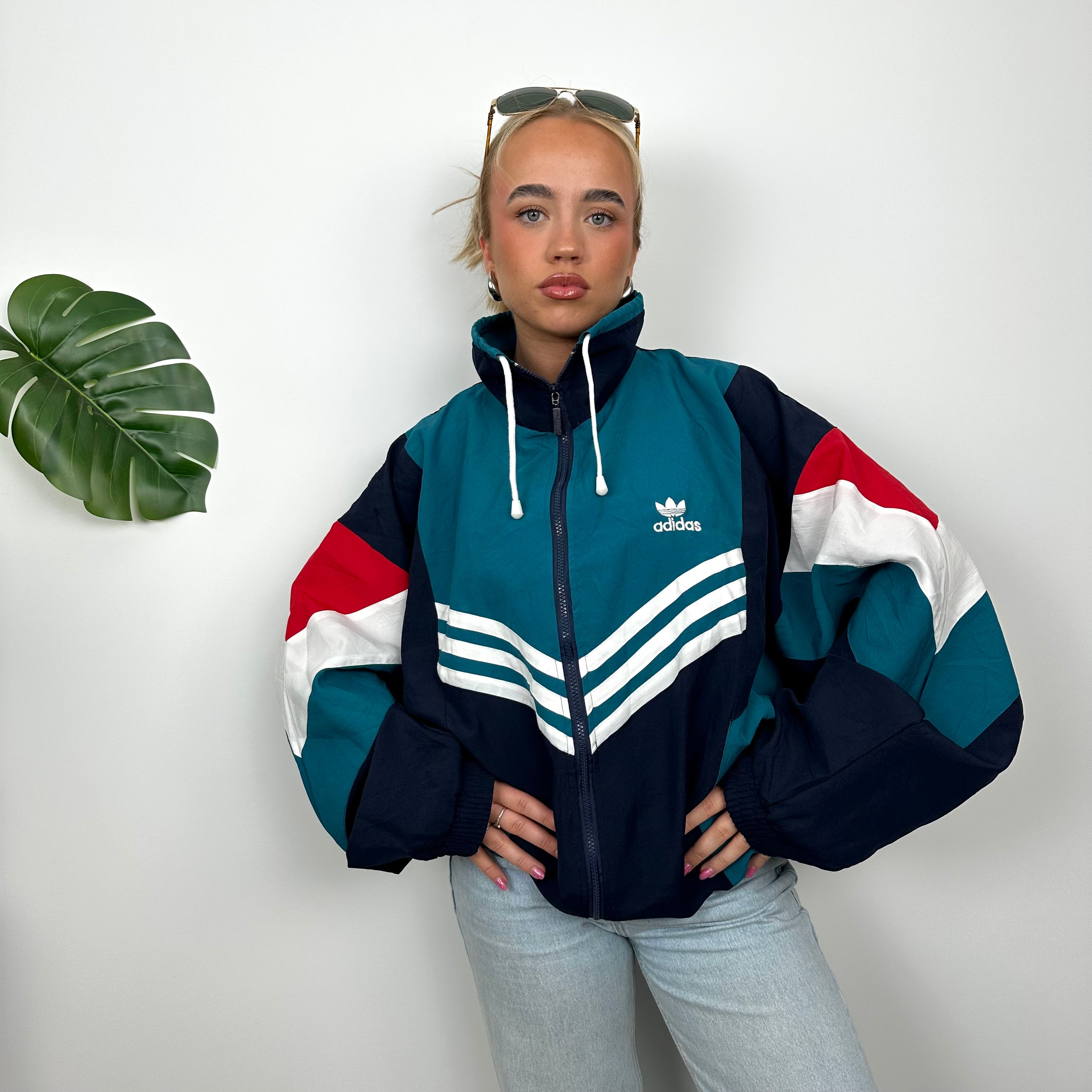 Adidas RARE Colour Block Embroidered Spell Out Windbreaker Jacket (L)