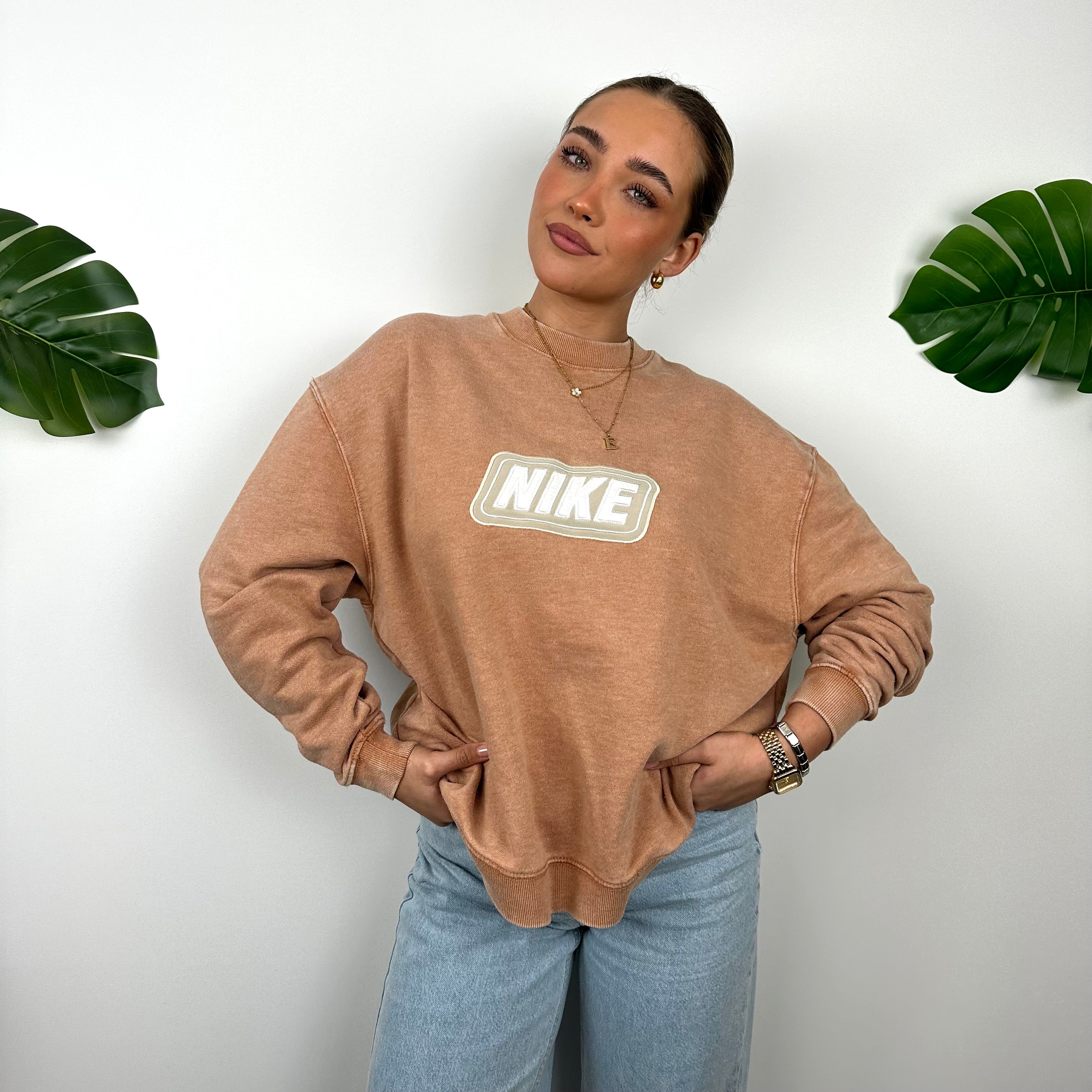 Nike Brown Embroidered Spell Out Sweatshirt (S)