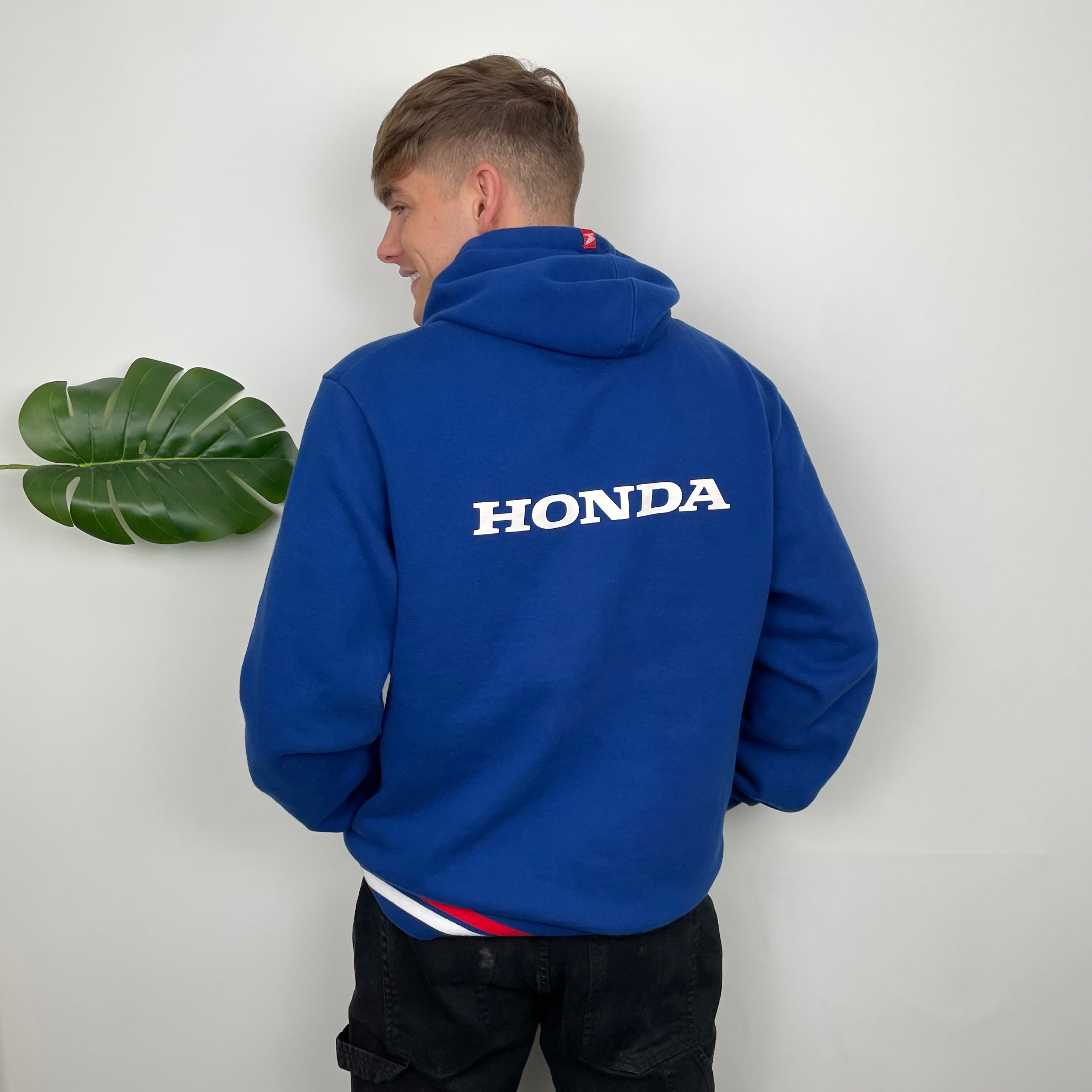 Honda Racing Blue Embroidered Spell Out Hoodie (L)