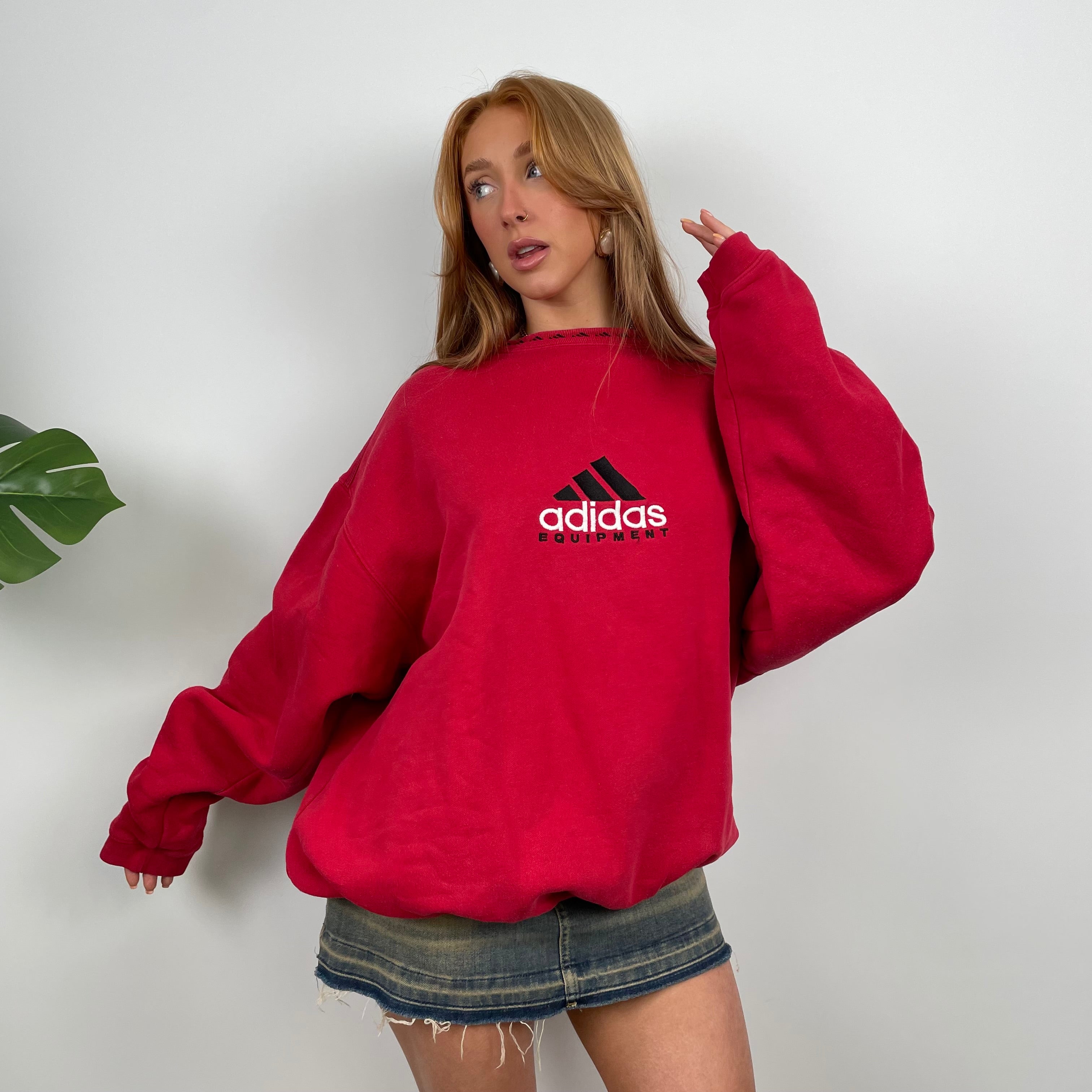 Adidas Equipment RARE Red Embroidered Spell Out Sweatshirt (L)