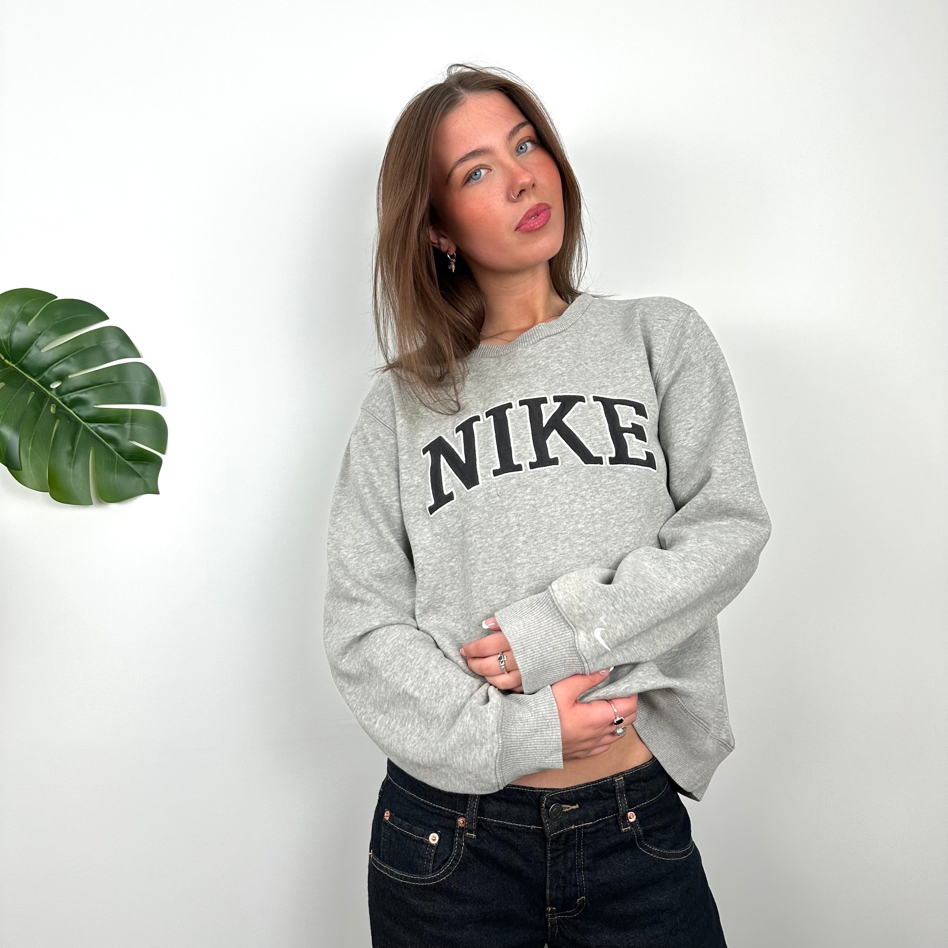 Nike Grey Embroidered Spell Out Sweatshirt (M)