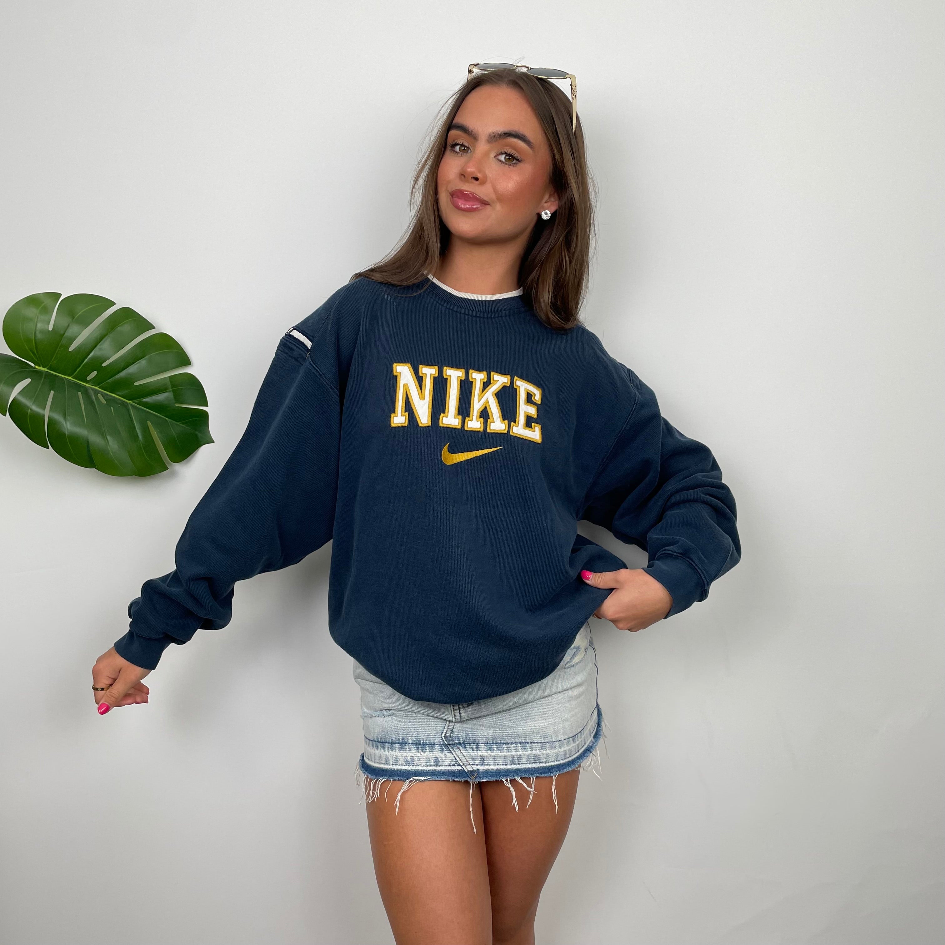 Nike Navy Embroidered Spell Out Sweatshirt (M)