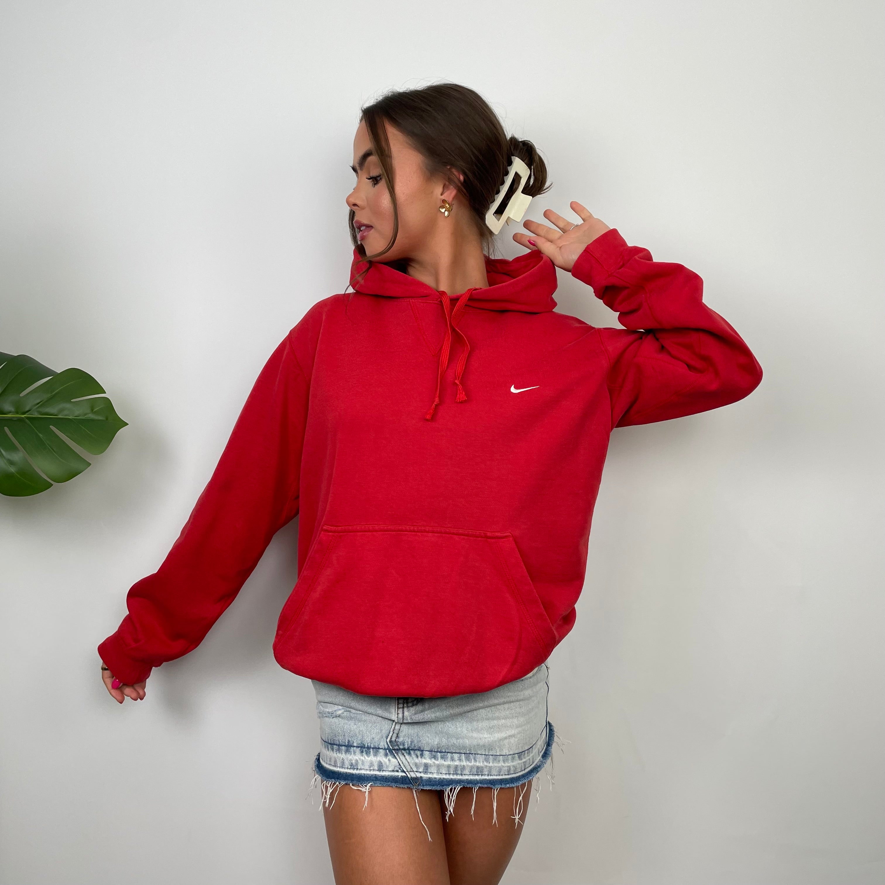 Nike Red Embroidered Swoosh Hoodie (S)