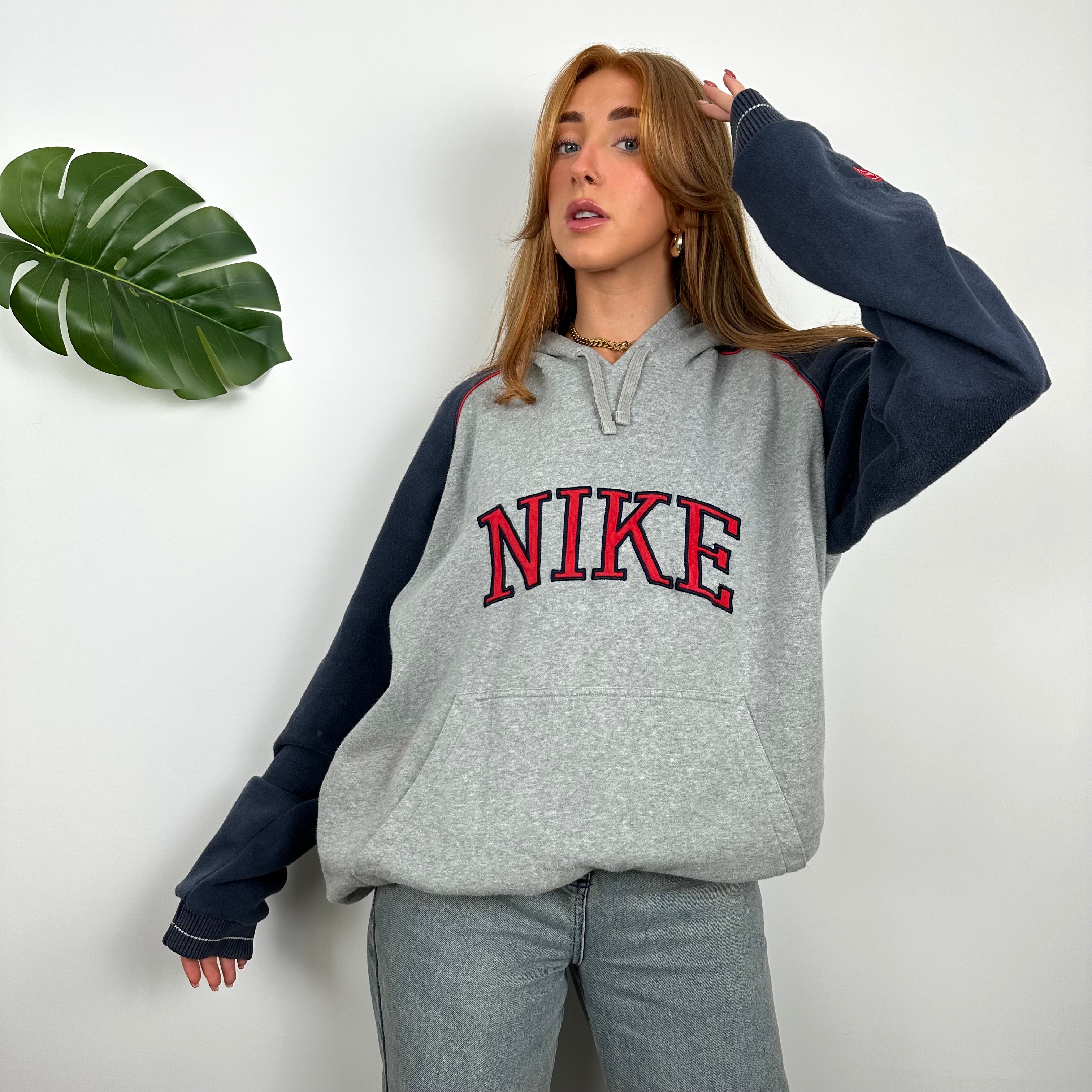 Nike Grey Embroidered Spell Out Hoodie (L)