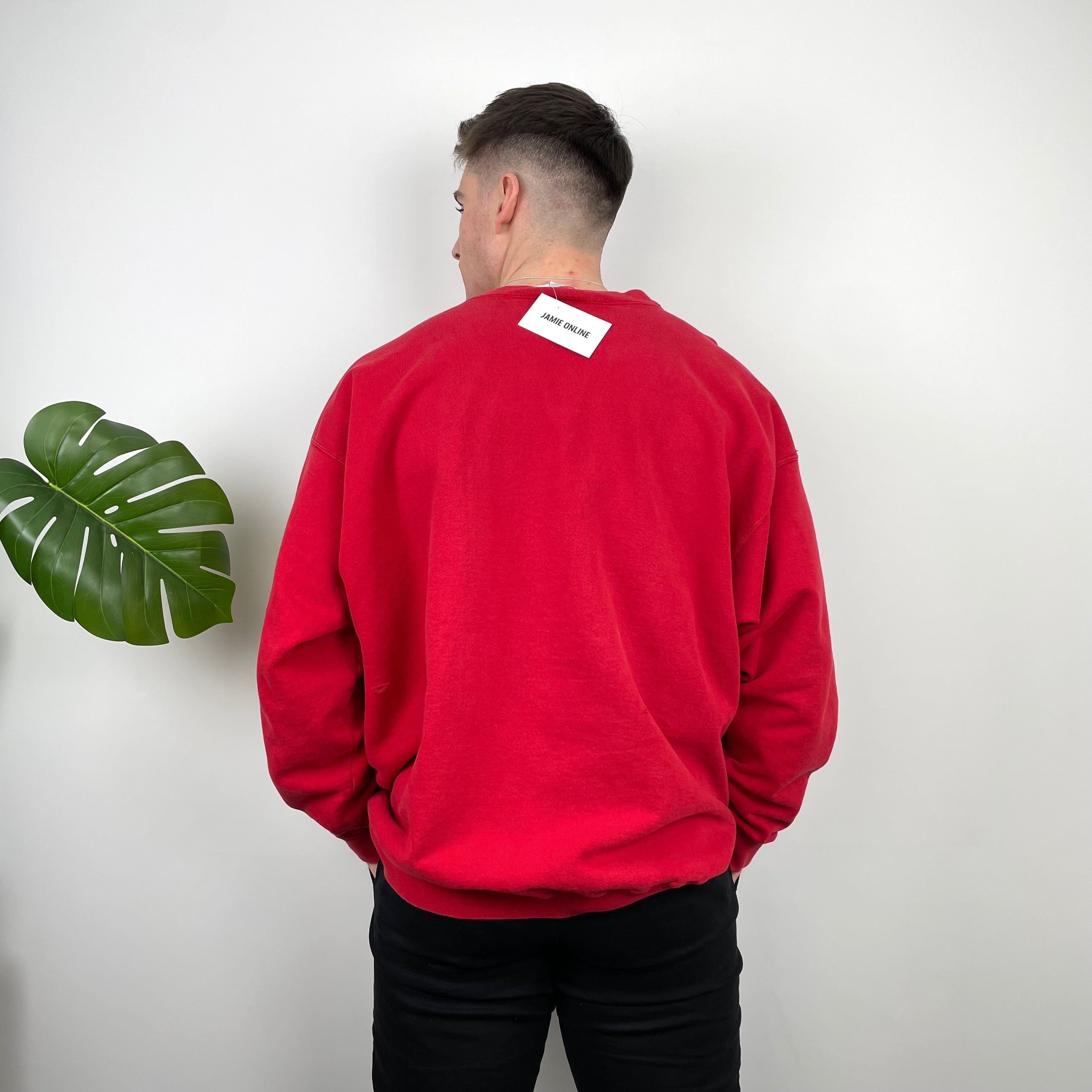 Nike RARE Red Embroidered Swoosh Sweatshirt (XL)