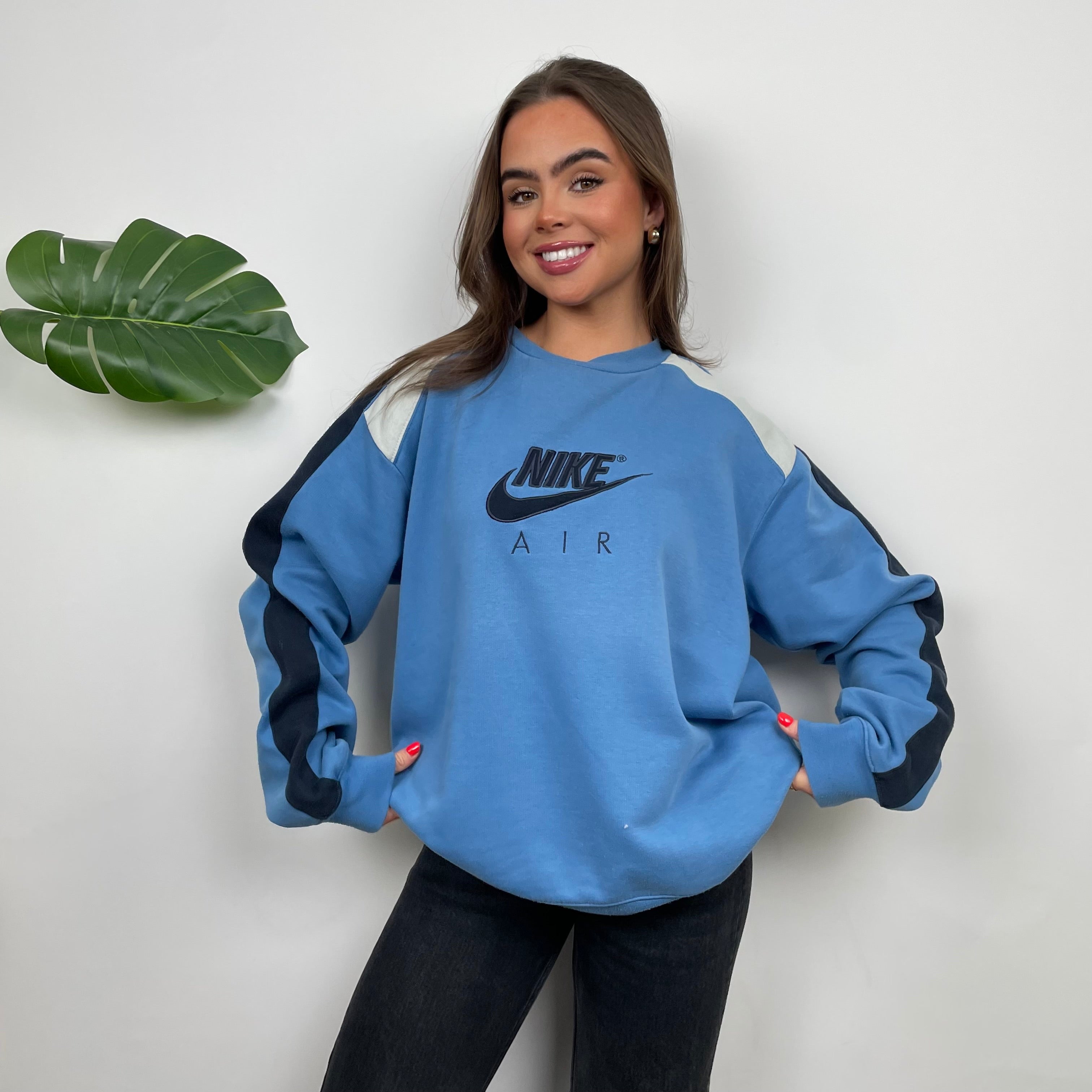 Nike Baby Blue Embroidered Spell Out Sweatshirt (L)