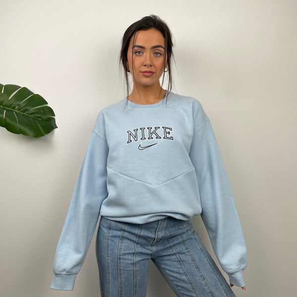 Nike Baby Blue Embroidered Spell Out Sweatshirt (L)