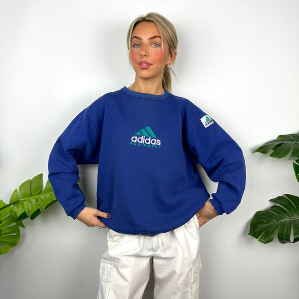 Adidas Equipment RARE Blue Embroidered Spell Out Sweatshirt (M)