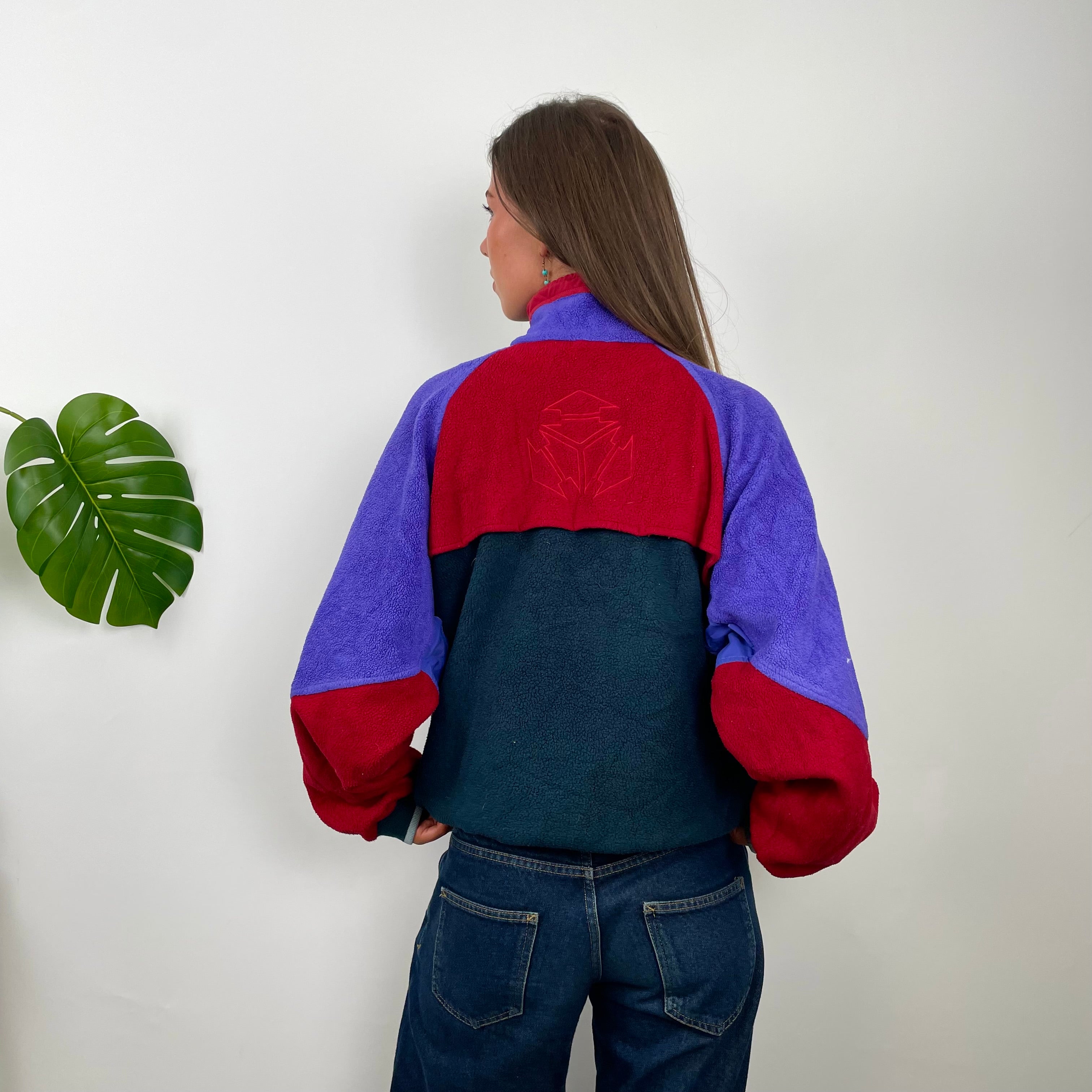 Adidas Colour Block Teddy Bear Quarter Zip Up Fleece (M)