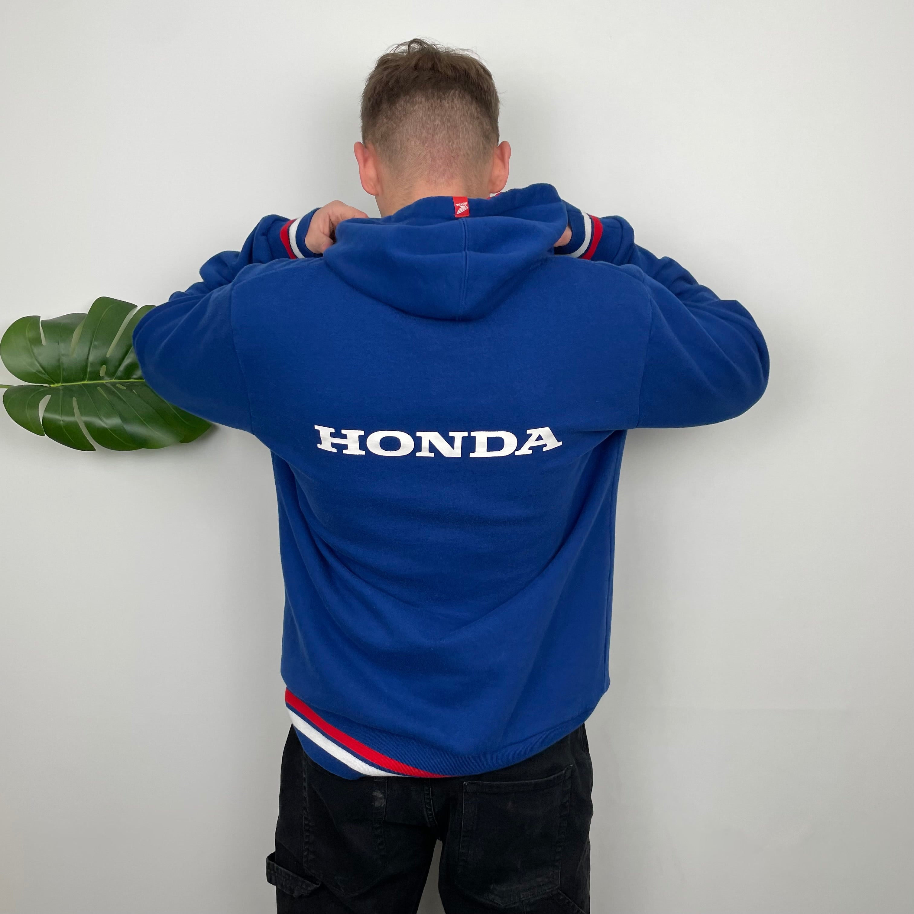 Honda Racing Blue Embroidered Spell Out Hoodie (L)