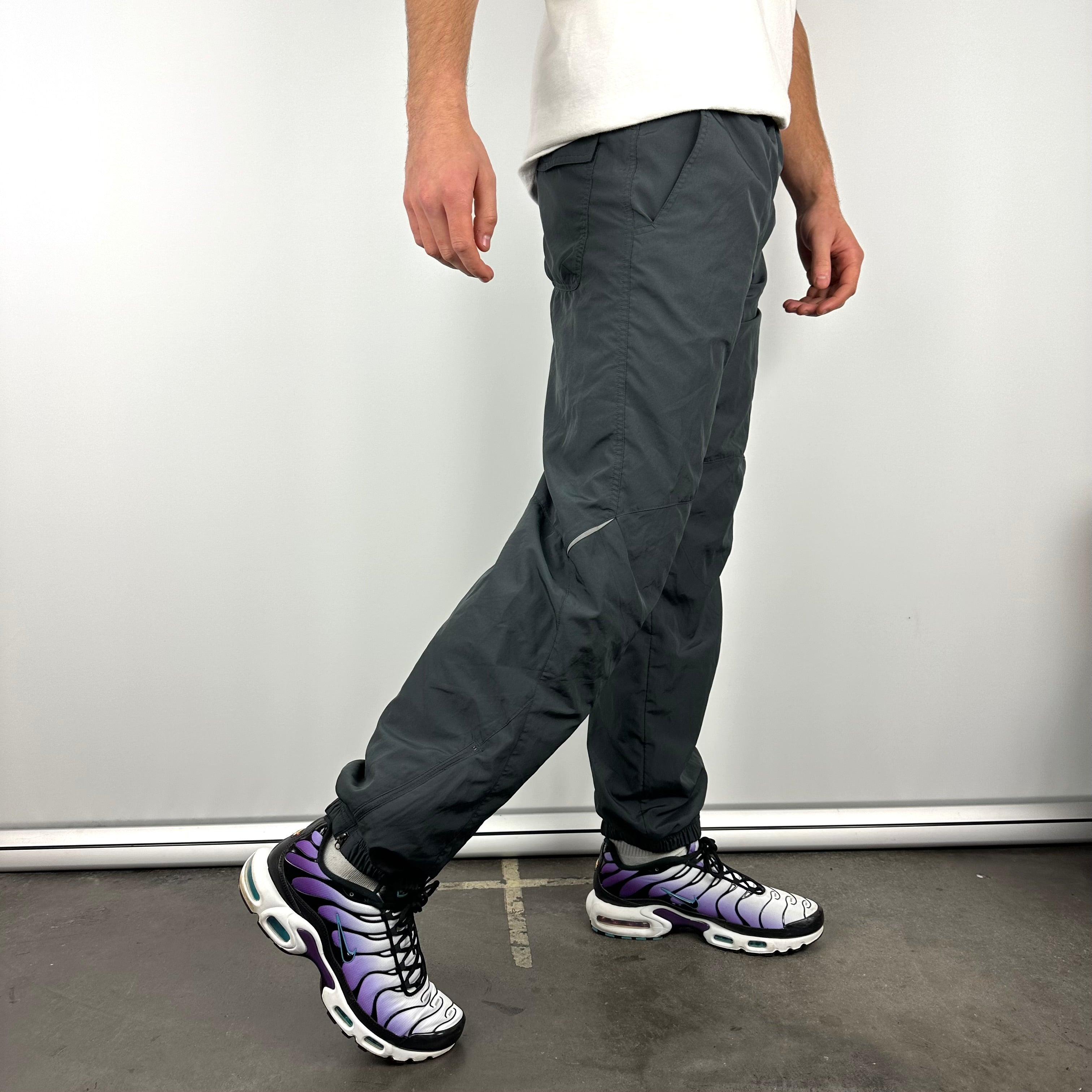 Nike Grey Embroidered Swoosh Track Pants (M)