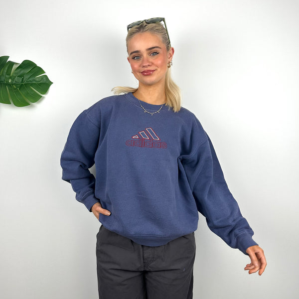 Adidas Navy Embroidered Spell Out Sweatshirt (S)