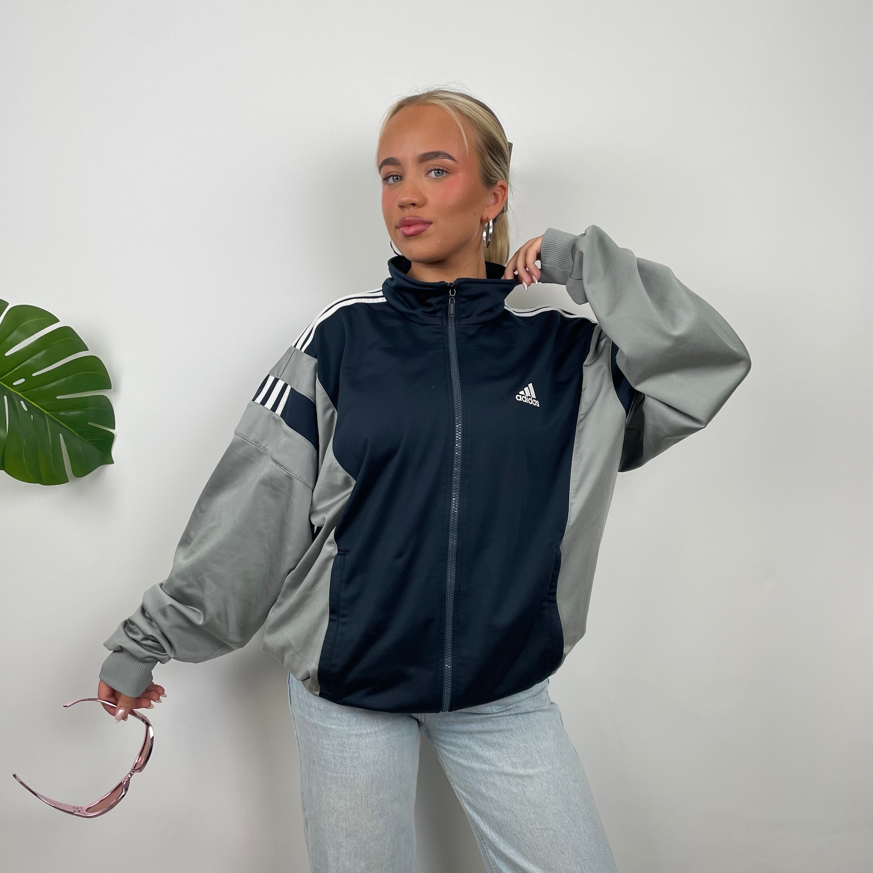 Adidas Embroidered Spell Out Zip Up Track Jacket (L)