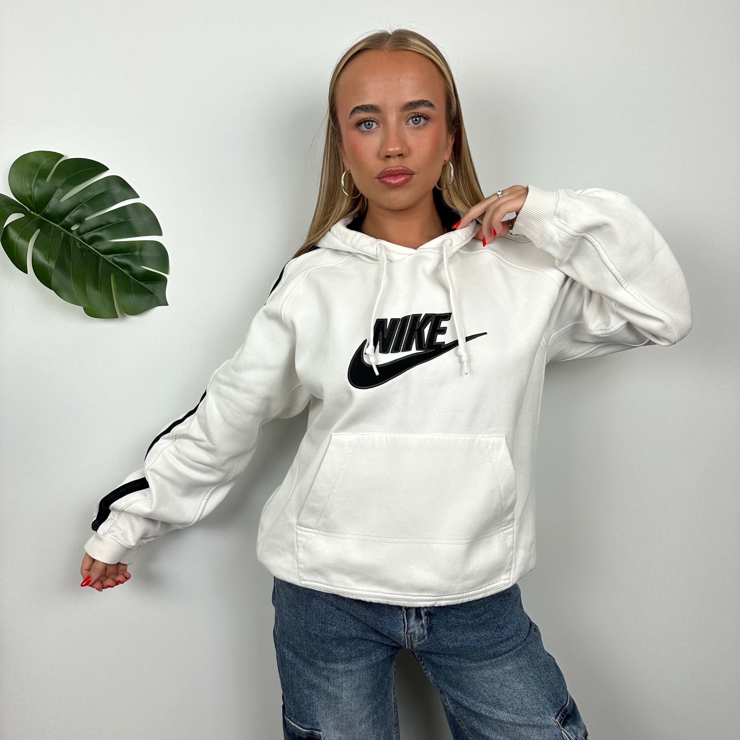 Nike RARE White Embroidered Spell out Hoodie (L)