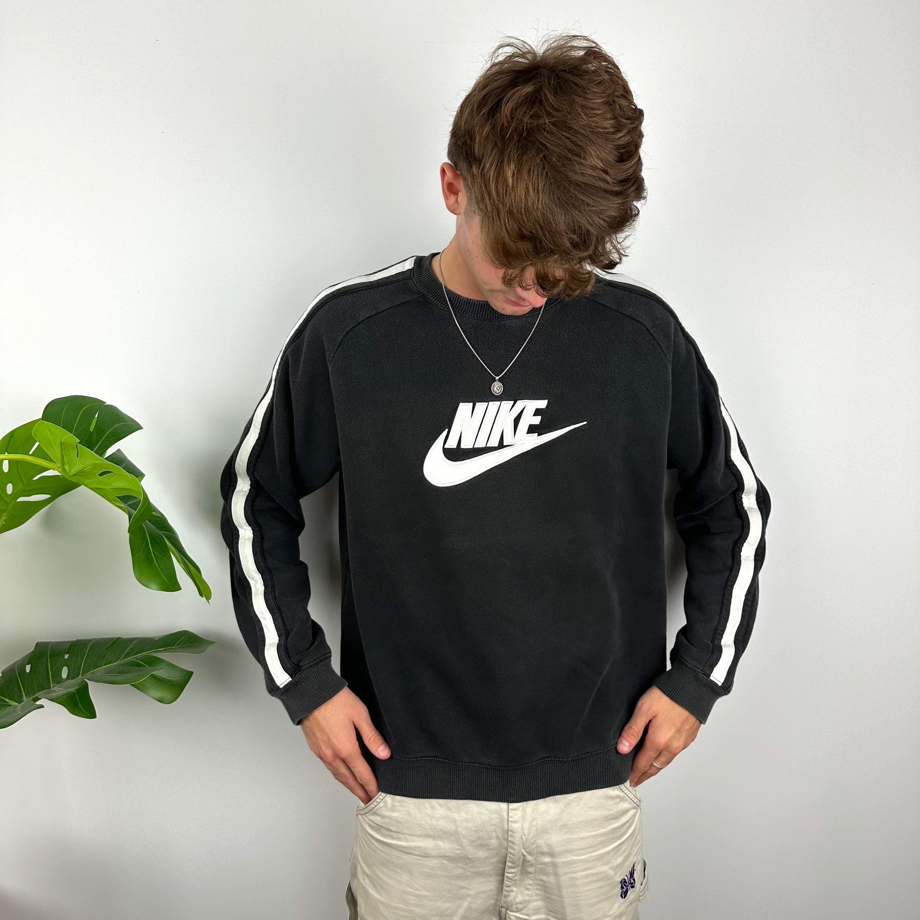 Nike RARE Black Embroidered Spell Out Sweatshirt (L)