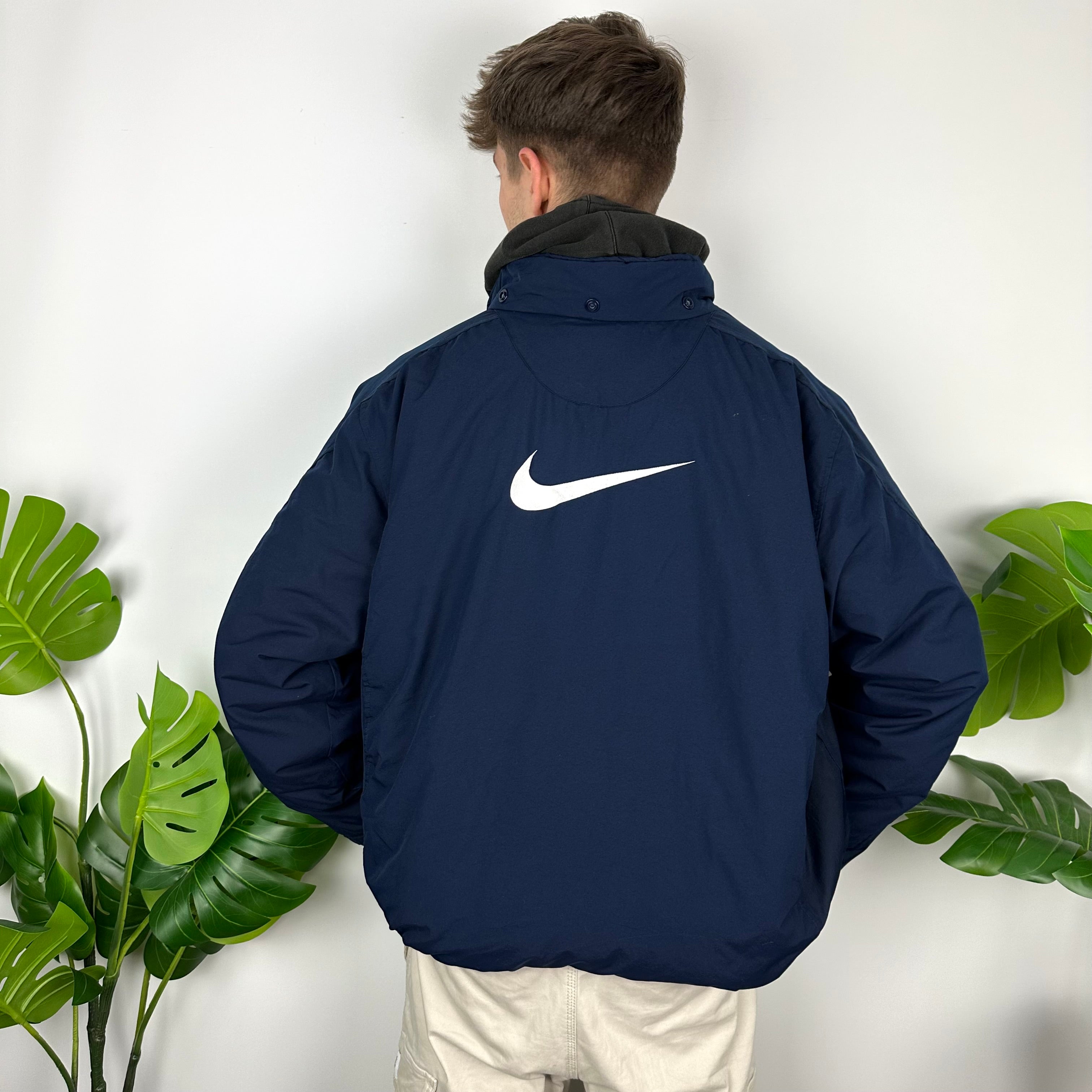 Nike Navy Embroidered Swoosh Padded Jacket (XL)