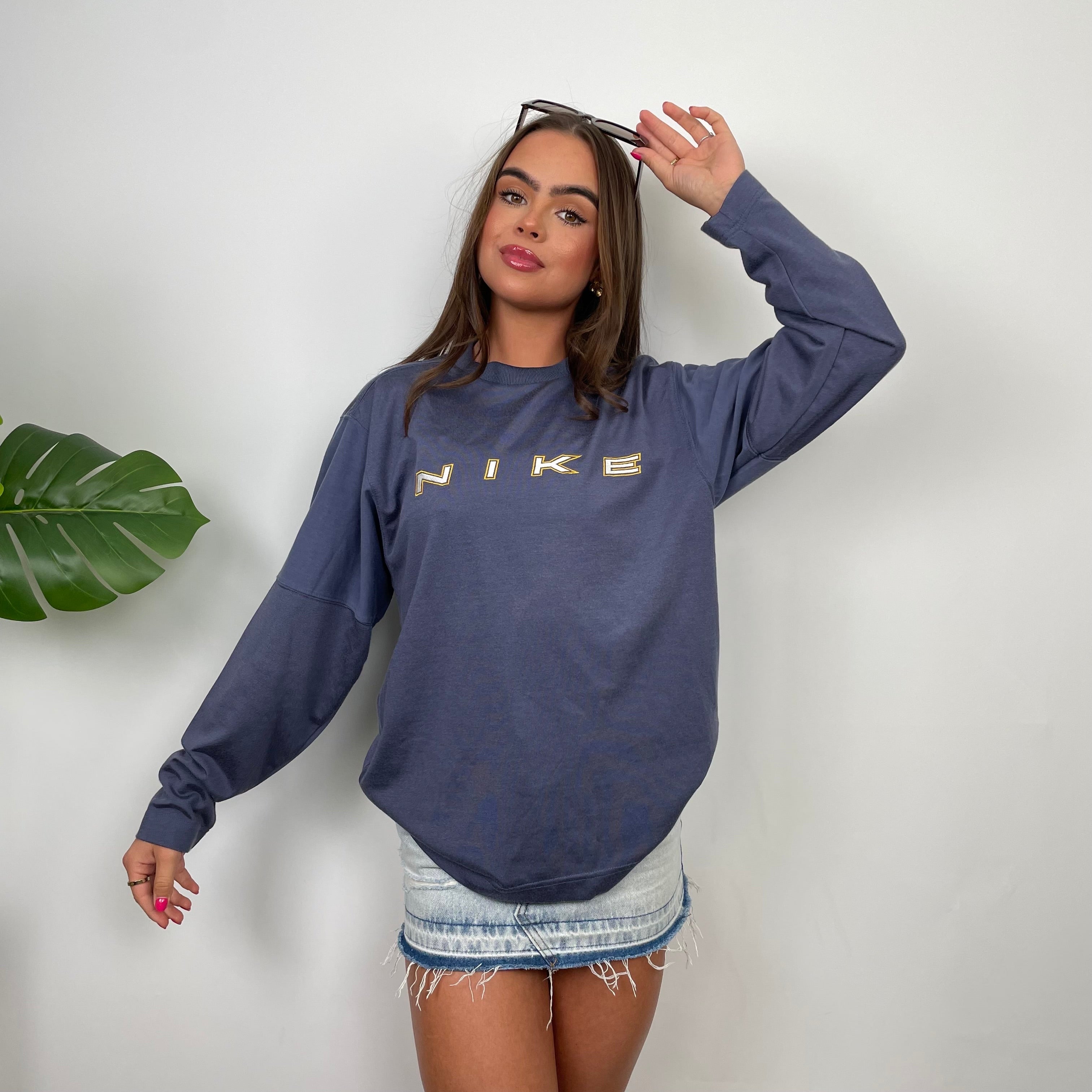 Nike Navy Embroidered Spell Out Sweatshirt (L)