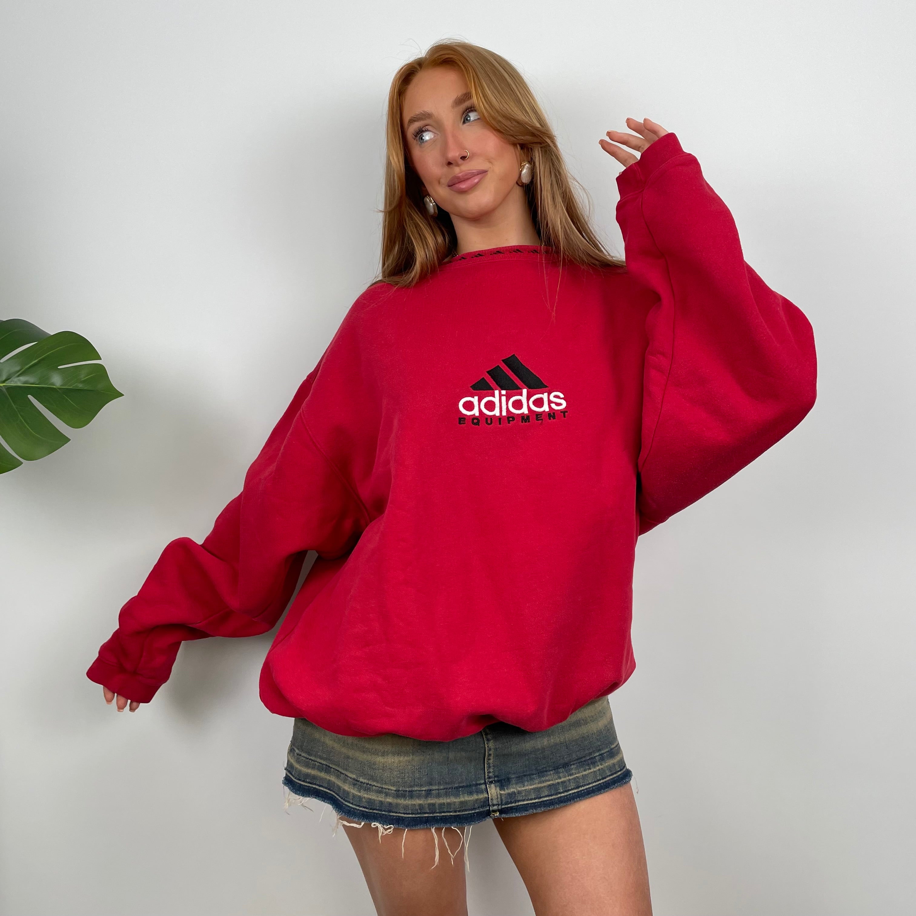 Adidas Equipment RARE Red Embroidered Spell Out Sweatshirt (L)