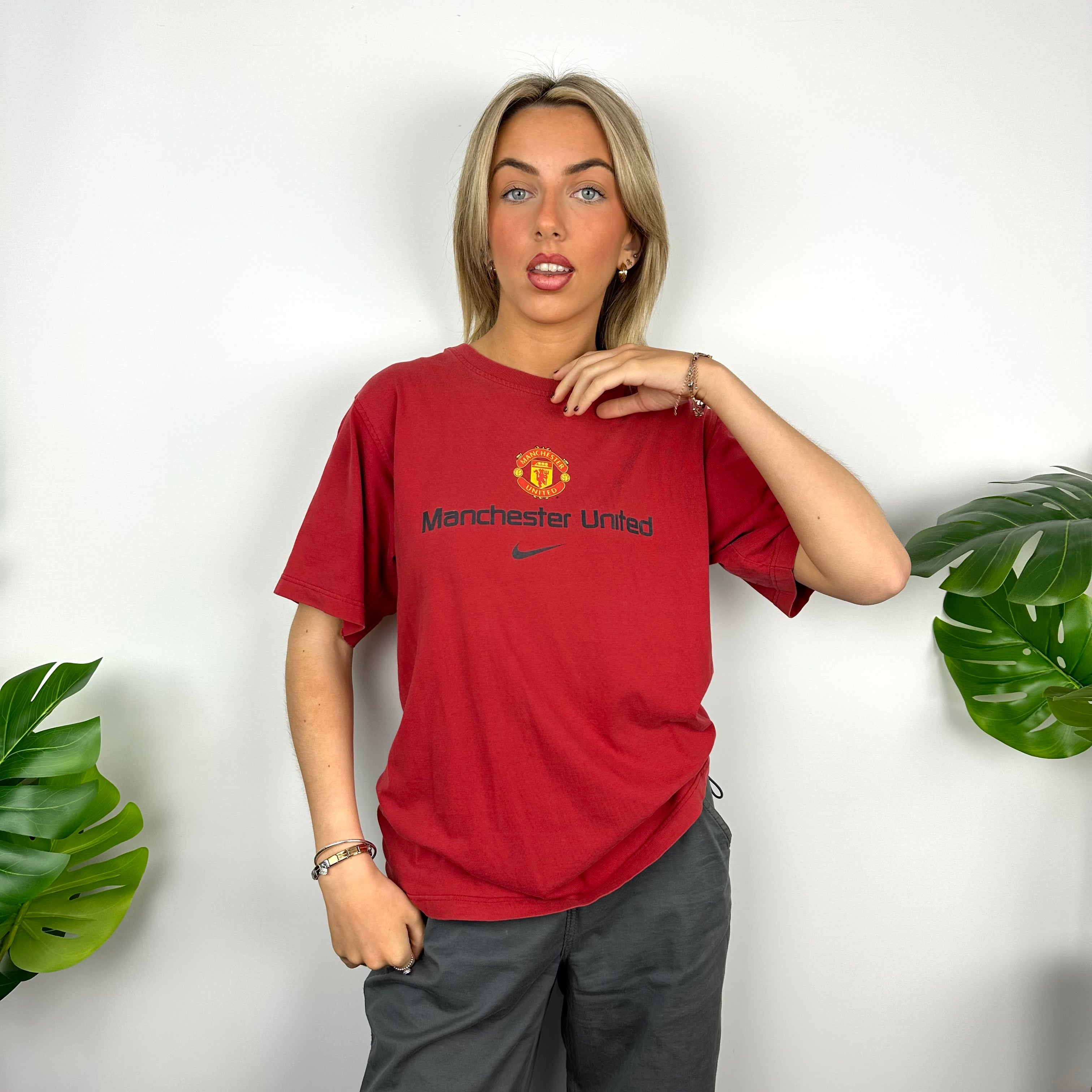 Nike x Manchester United Red Spell Out T Shirt (S)
